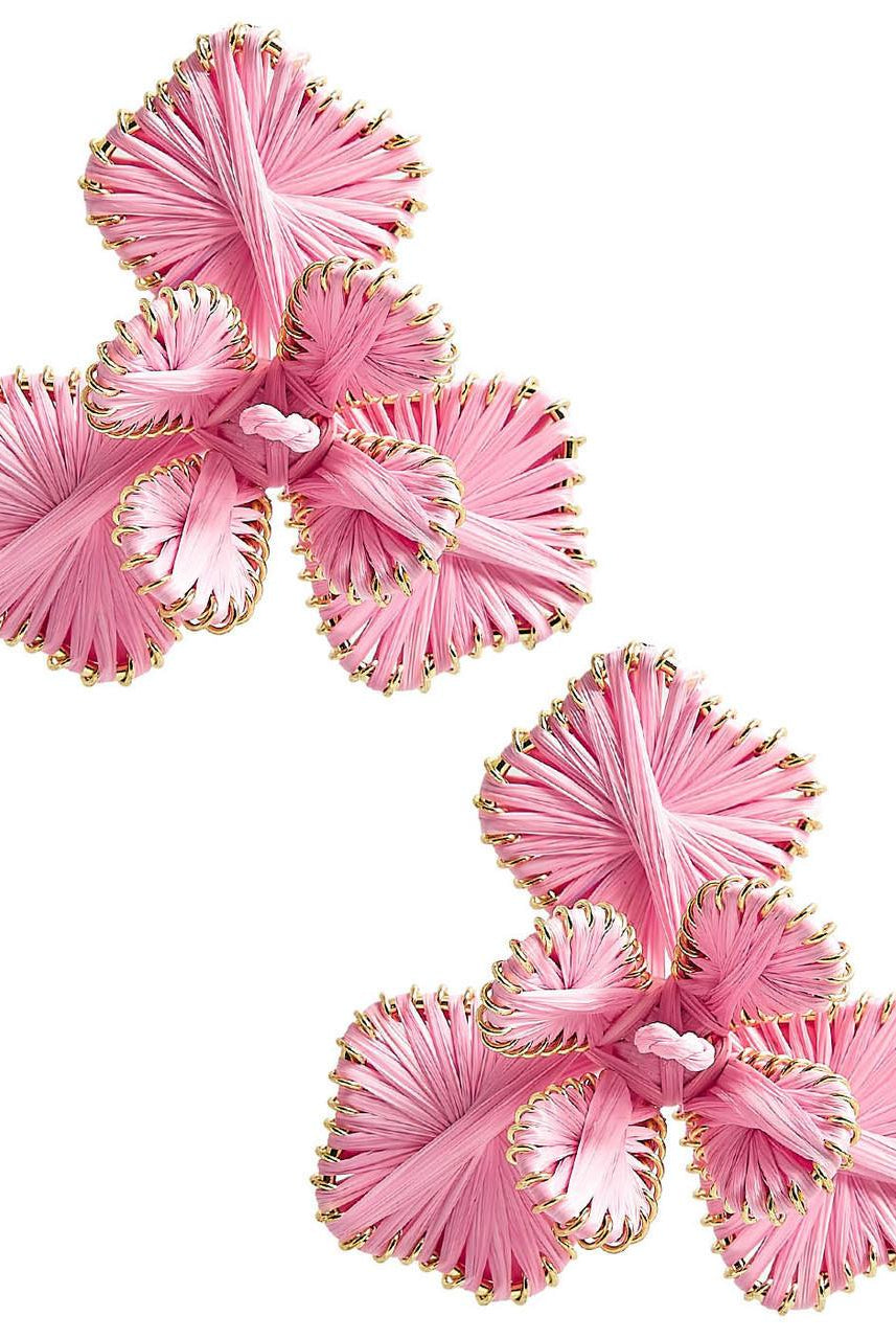 Kaia - Raffia Flower Earring-Briton Court