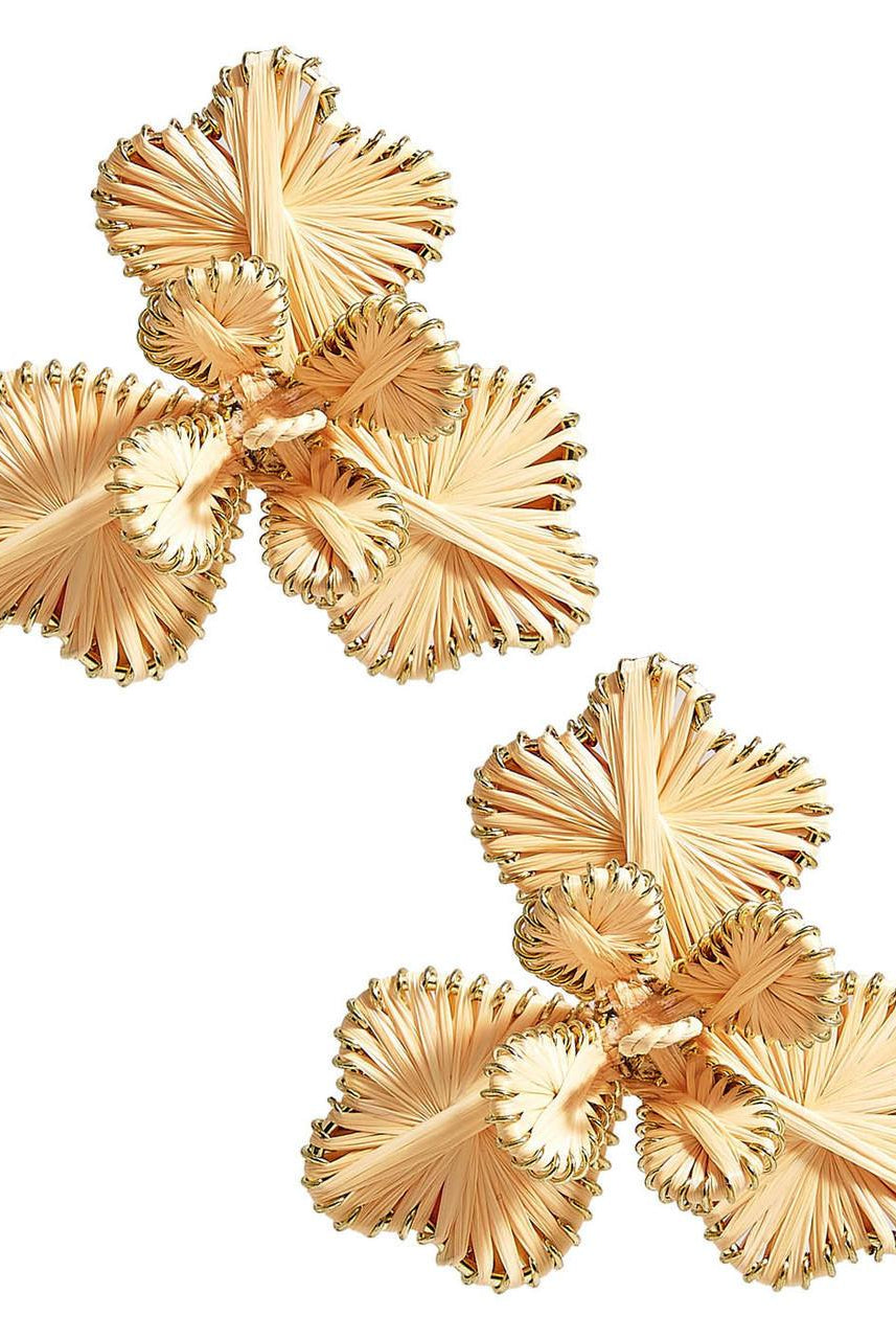 Kaia - Raffia Flower Earring-Briton Court