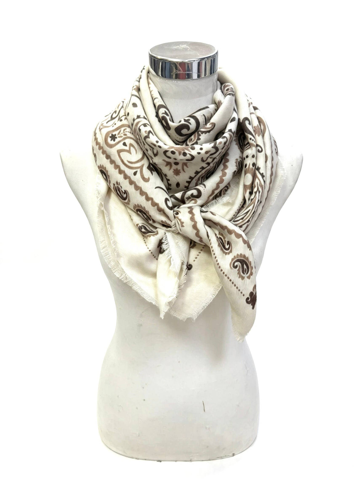 Large Woolen Square Bandana: Ivory-Briton Court