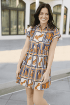 Frenchi Mini Gameday Dress- Orange & Navy-Briton Court