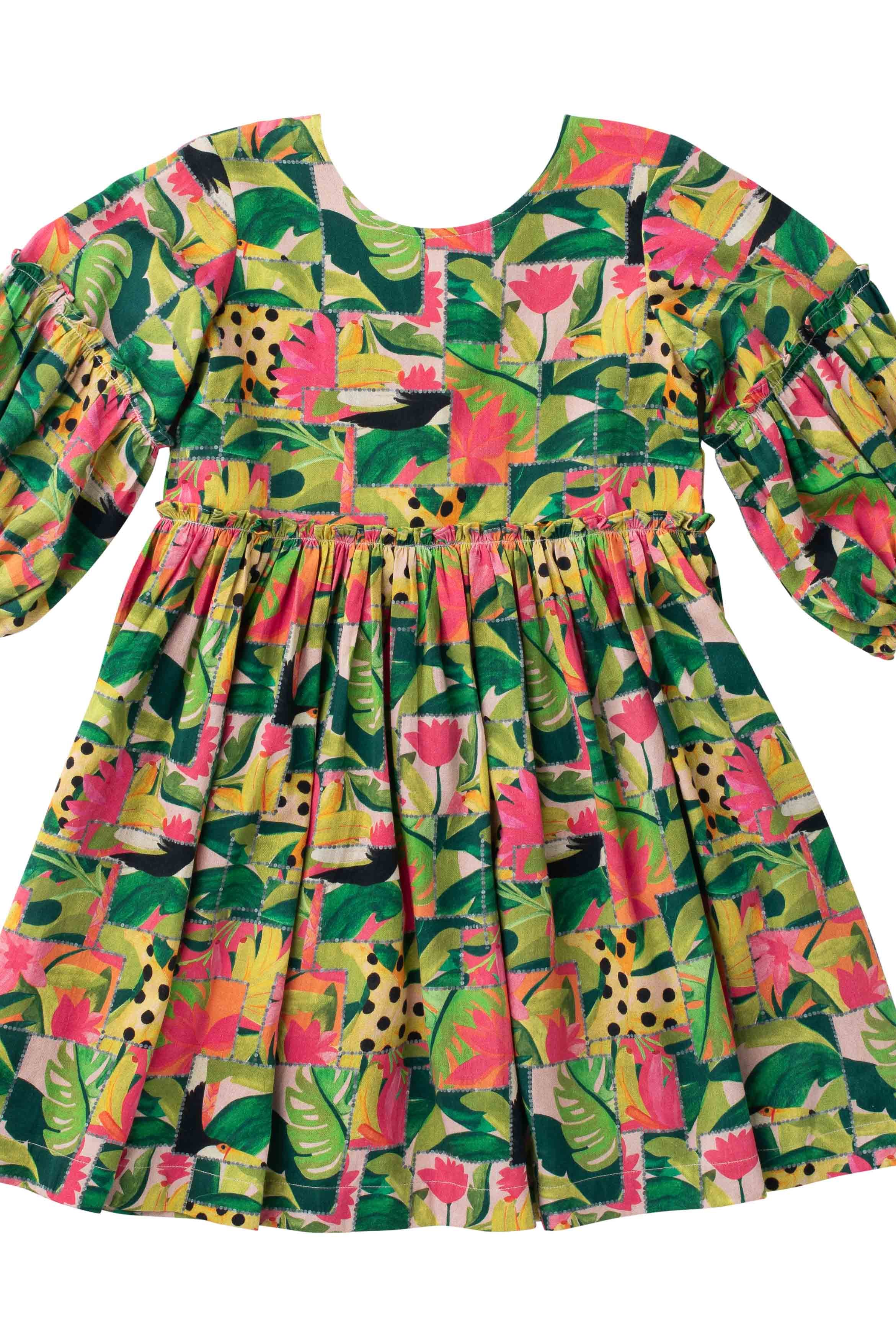 Girls Savannah Dress- Tropical Mirage-Briton Court