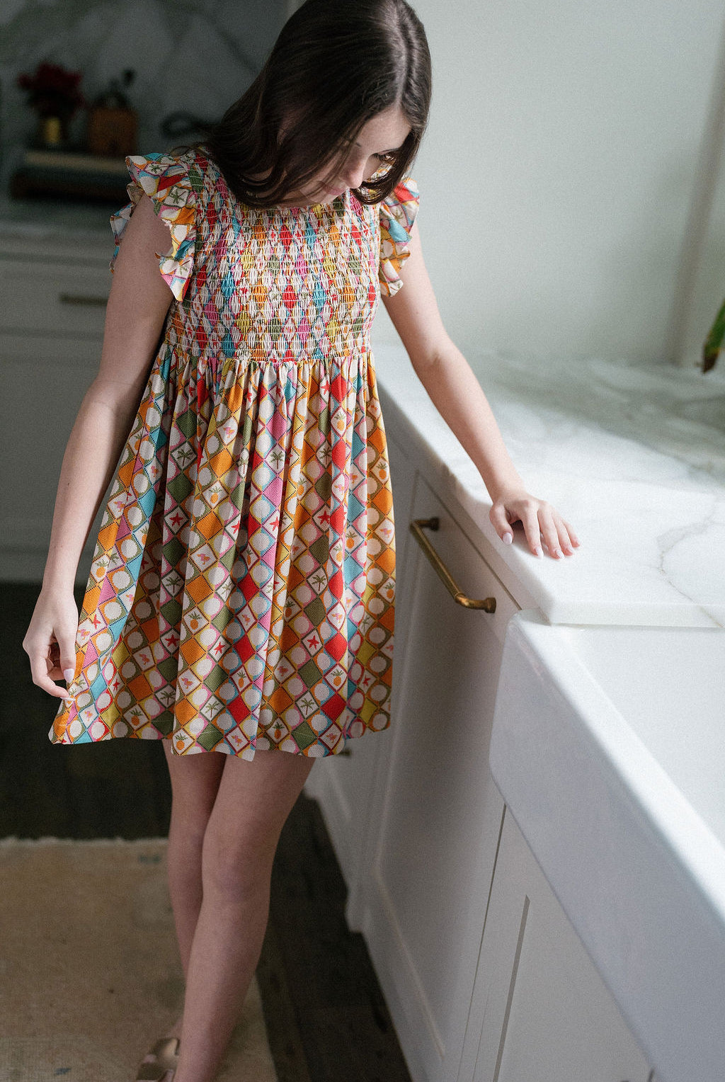 Olive Smocked Dress-Briton Court