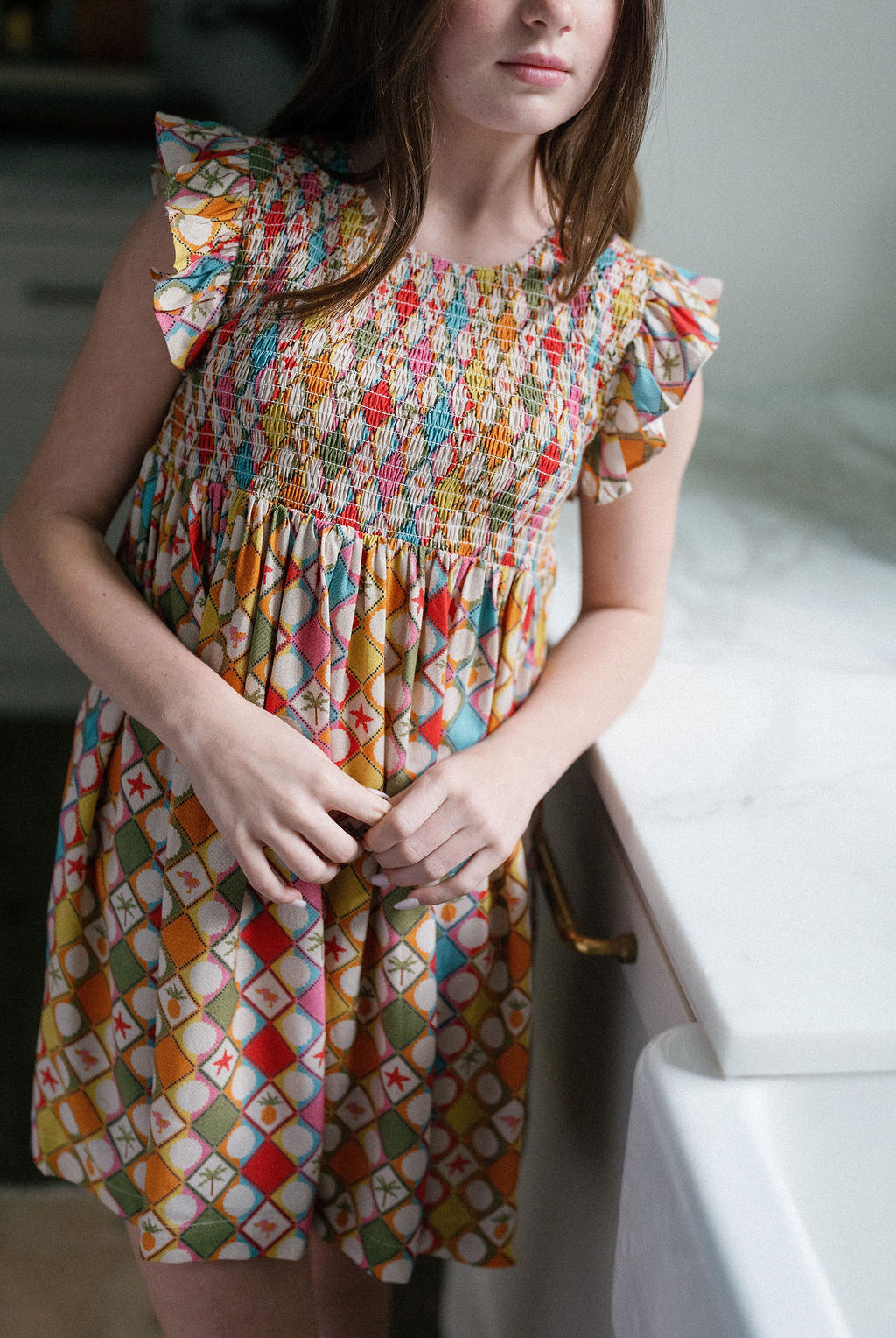 Olive Smocked Dress-Briton Court