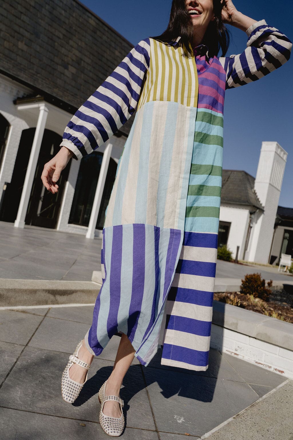 Sienna Linen Stripe Midi Dress | PRE-ORDER-Briton Court