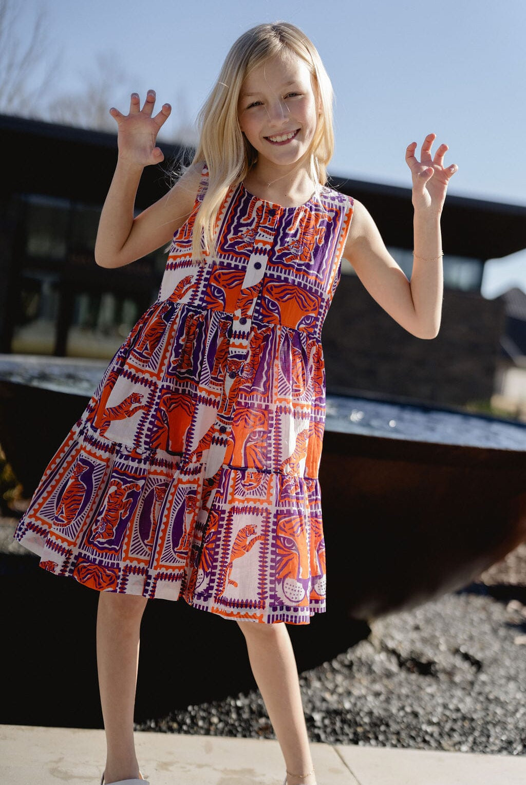 Girls Tiger Game Day Dress | Orange & Purple-Briton Court