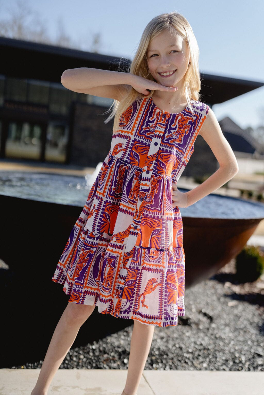 Girls Tiger Game Day Dress | Orange & Purple-Briton Court