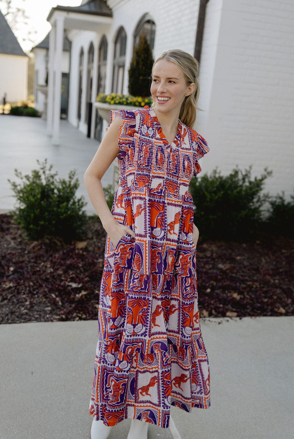 Tiger Game Day Maxi Dress | Orange & Purple-Briton Court