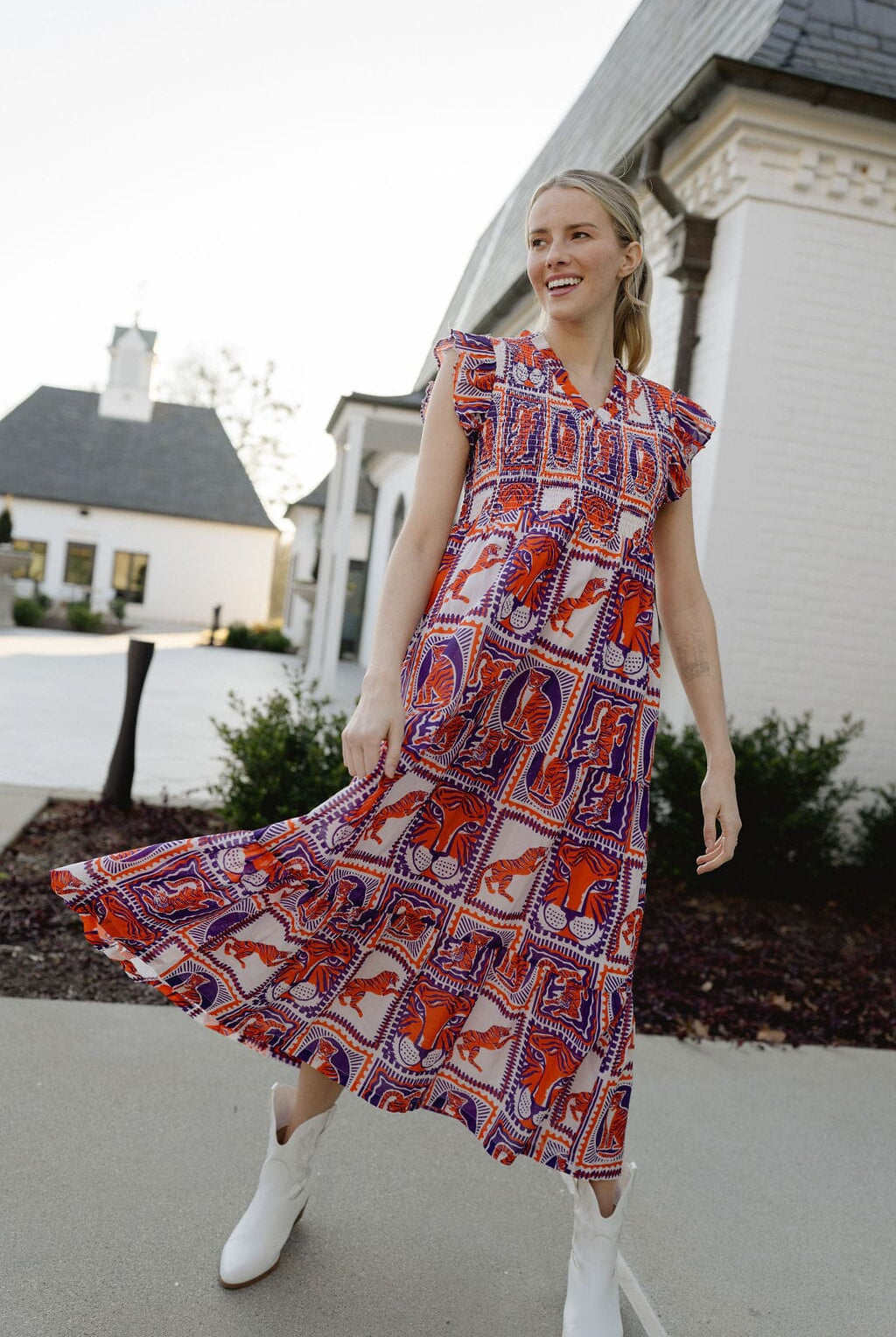 Tiger Game Day Maxi Dress | Orange & Purple-Briton Court