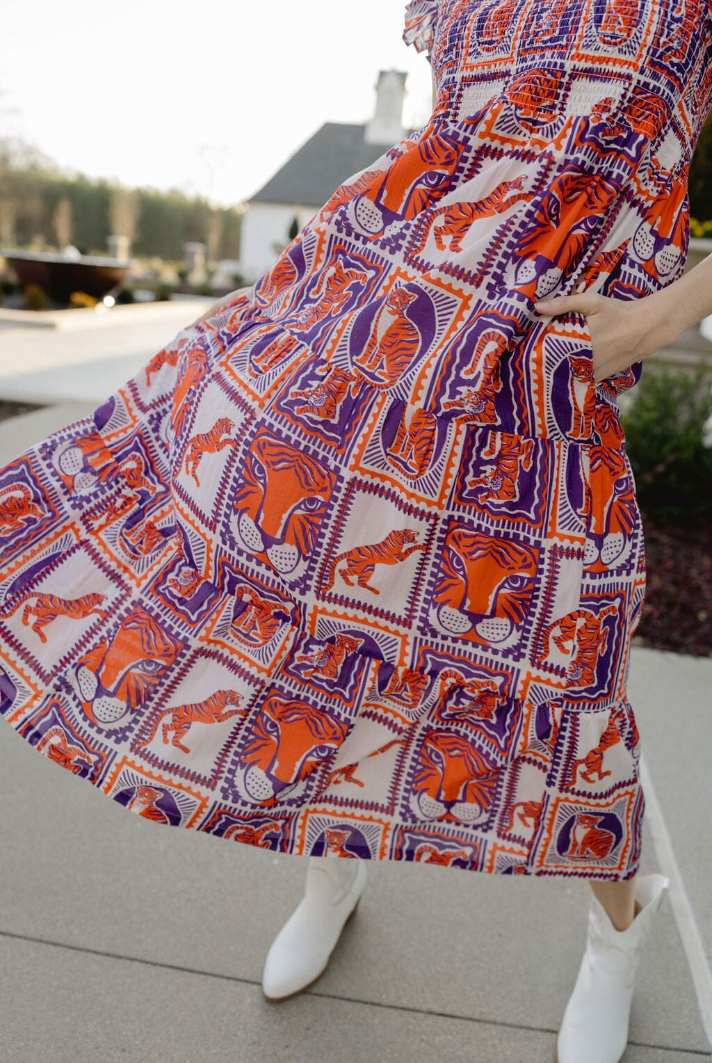 Tiger Game Day Maxi Dress | Orange & Purple-Briton Court