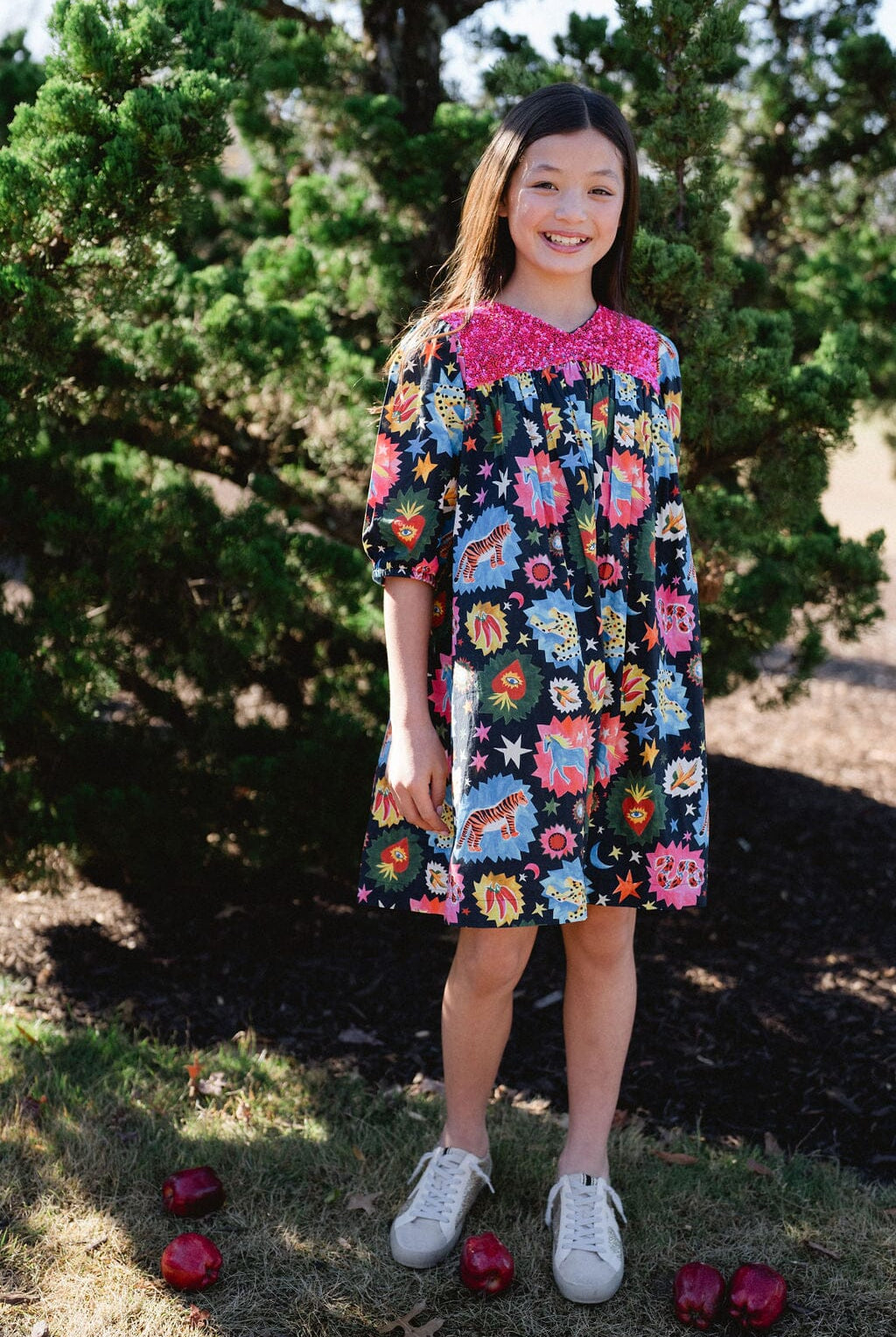 Girls Alice Dress- Black Cosmic-Briton Court