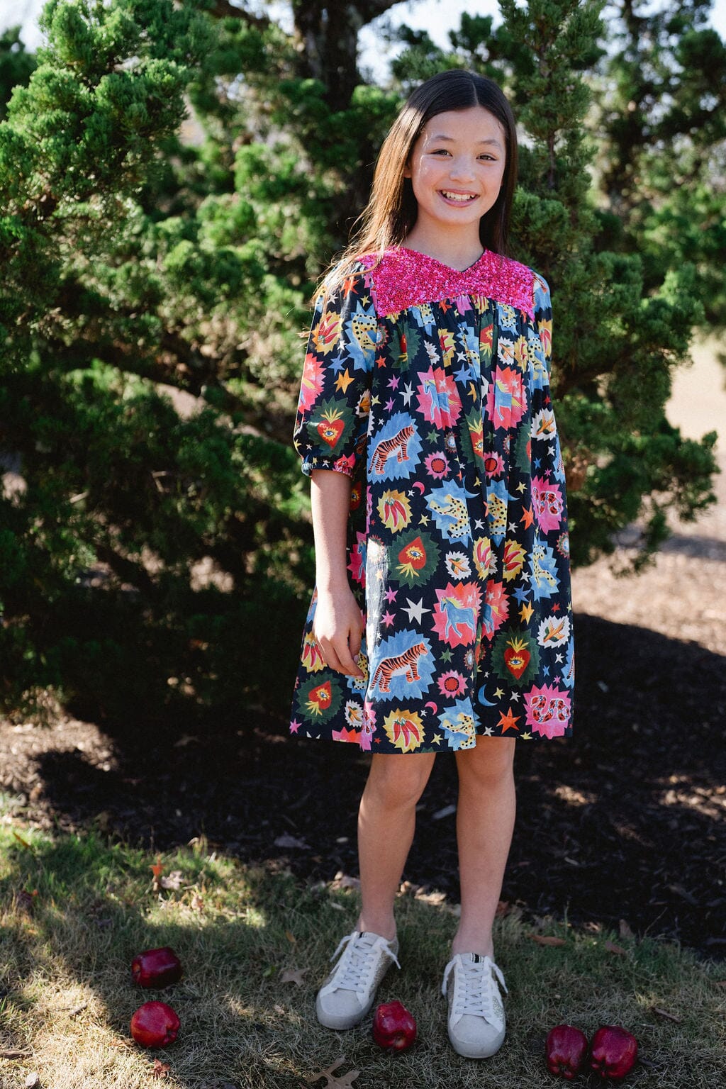 Girls Alice Dress- Black Cosmic-Briton Court