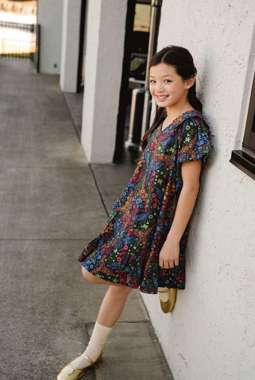 Girls Penelope Dress- Ditzy Floral-Briton Court