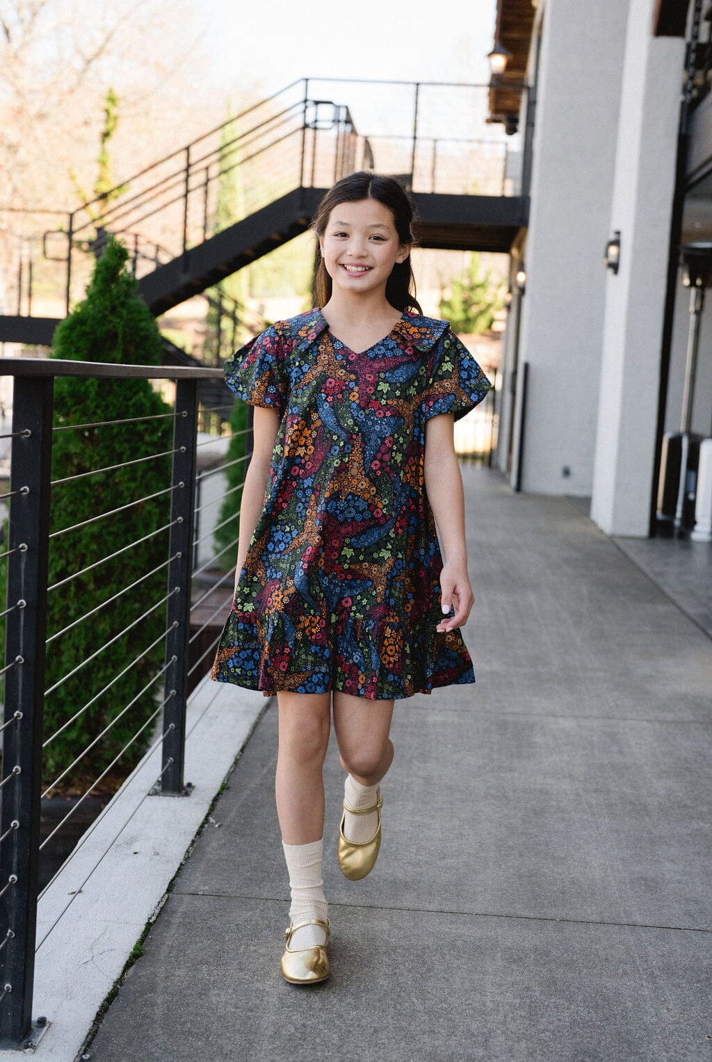 Girls Penelope Dress- Ditzy Floral-Briton Court