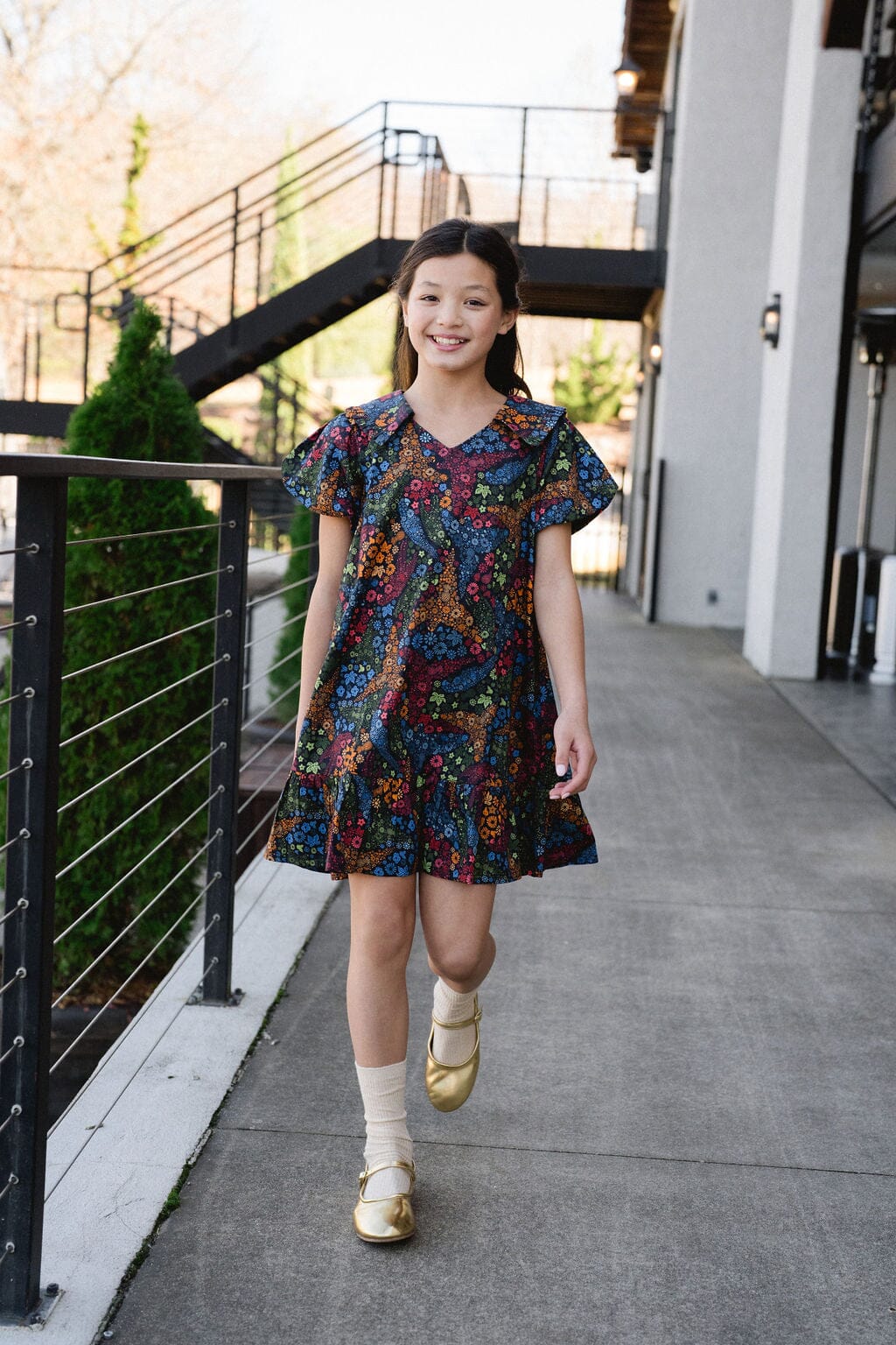 Girls Penelope Dress- Ditzy Floral-Briton Court