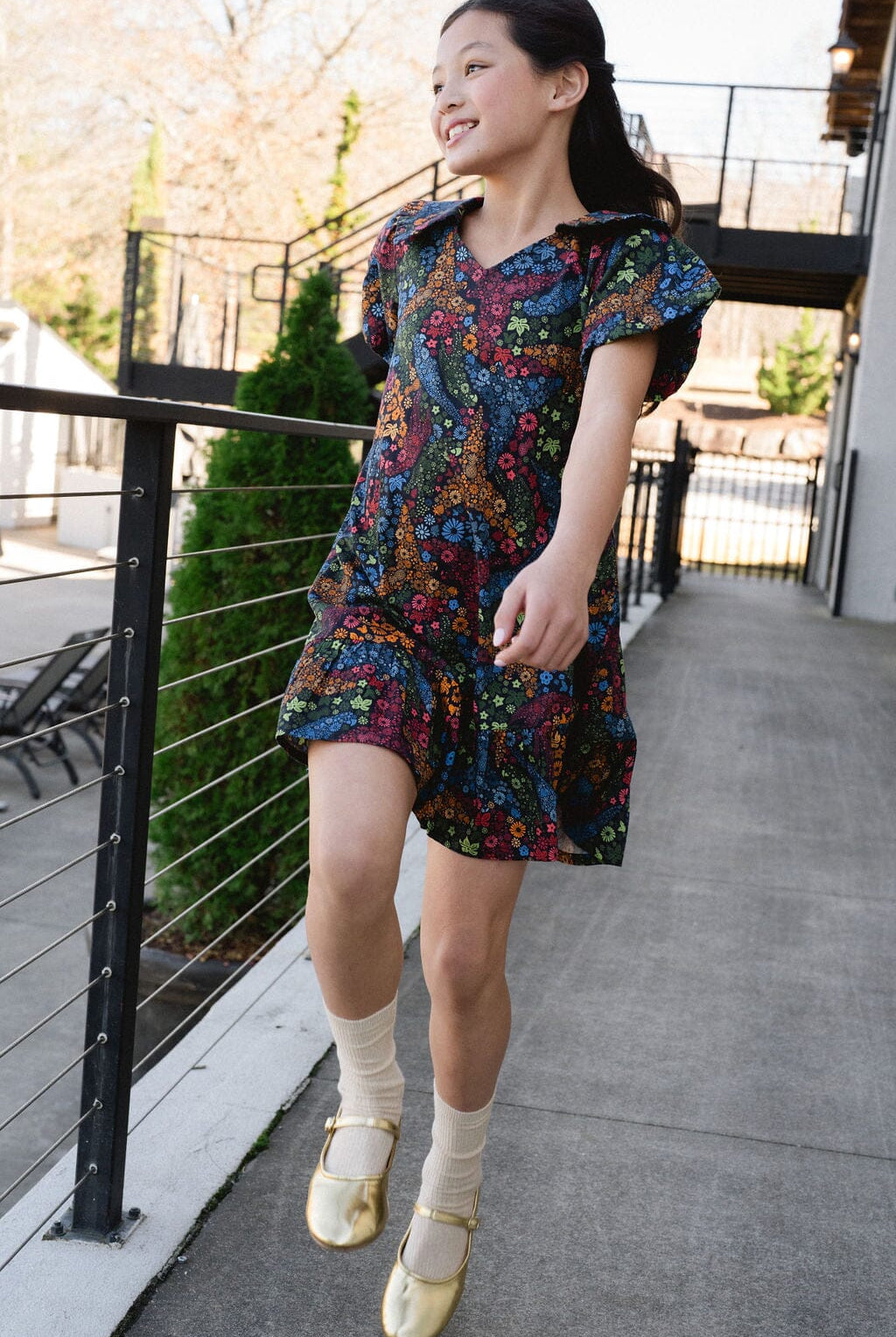 Girls Penelope Dress- Ditzy Floral-Briton Court