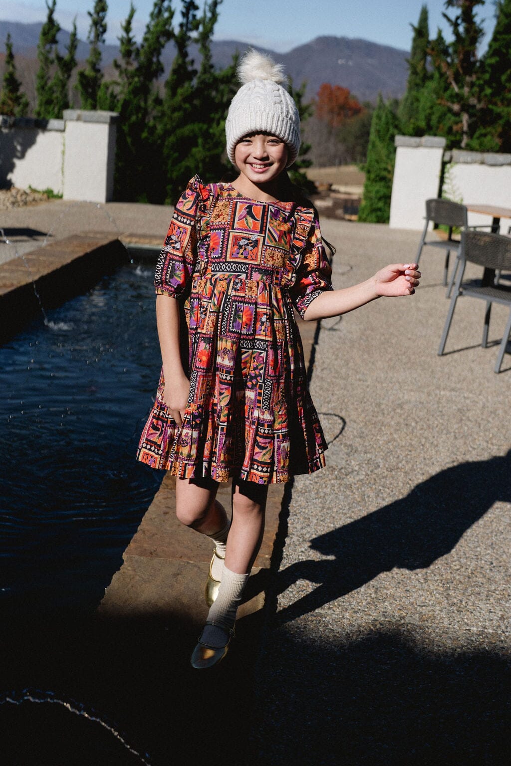 Kelly Ruffle Bib Dress- Stamp-Briton Court