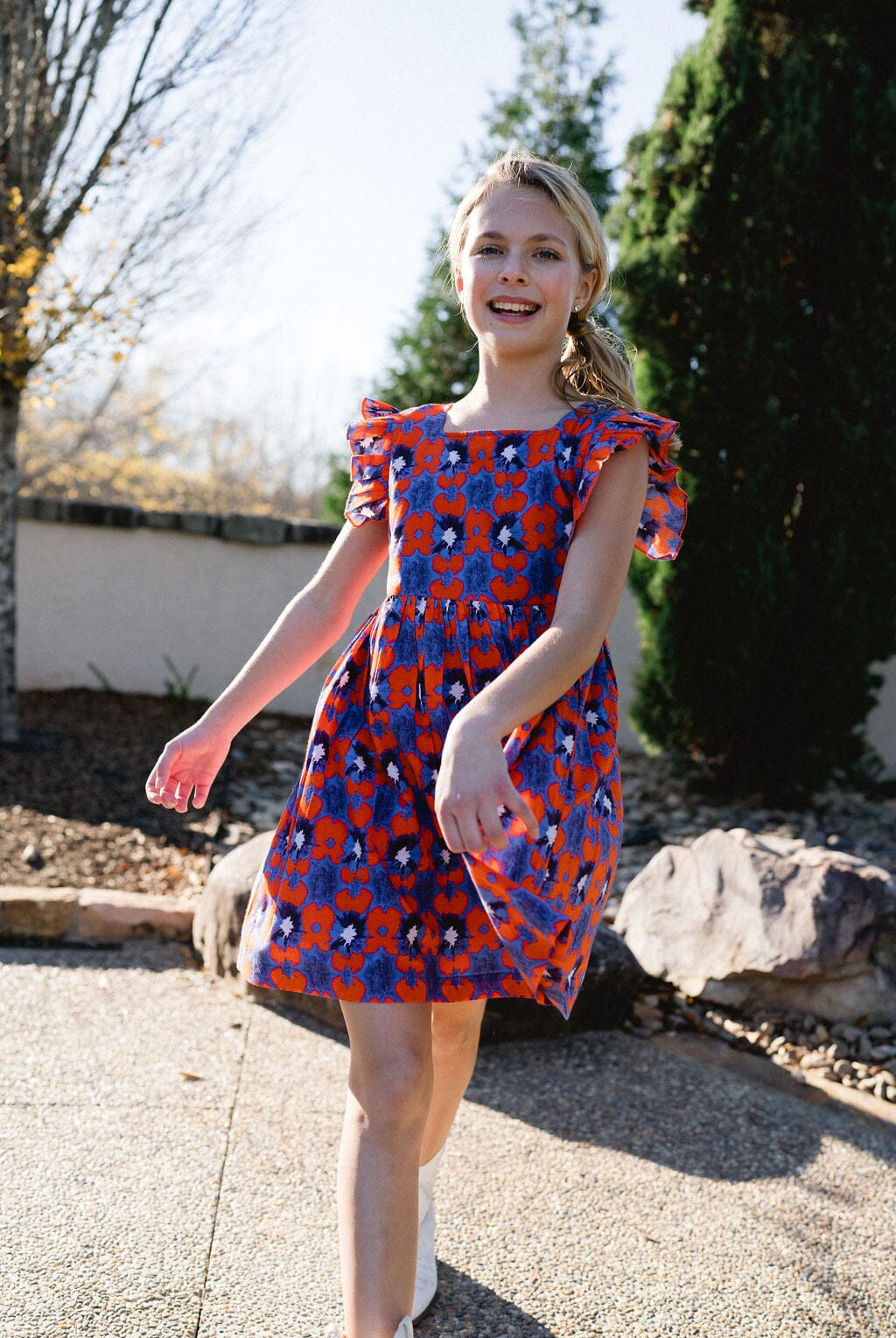 girls flutter sleeve tie dye dress - briton court
