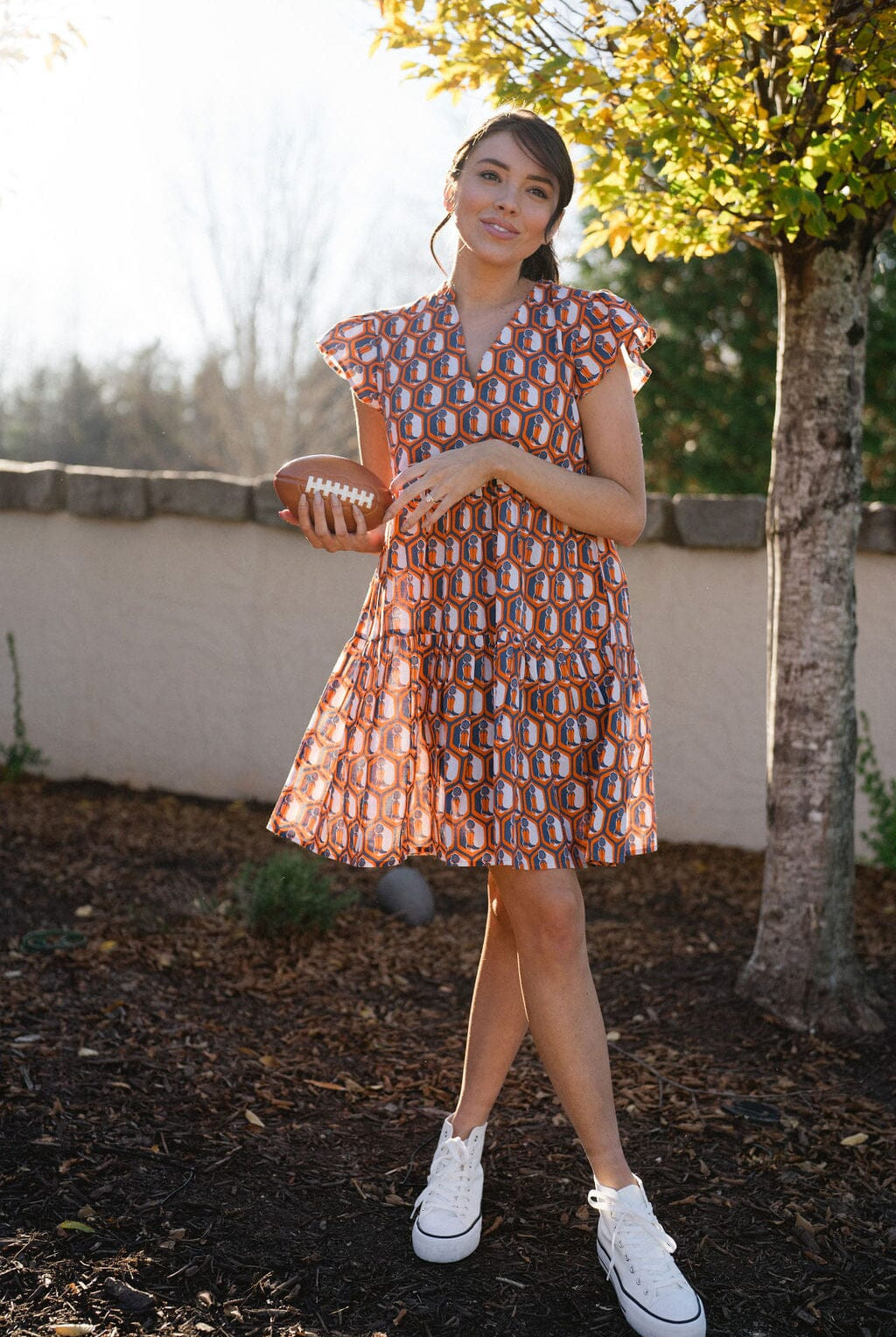 womens flutter sleeve boot print dress - briton court