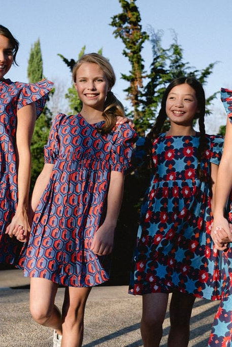 womens flutter sleeve boot print dress - briton court