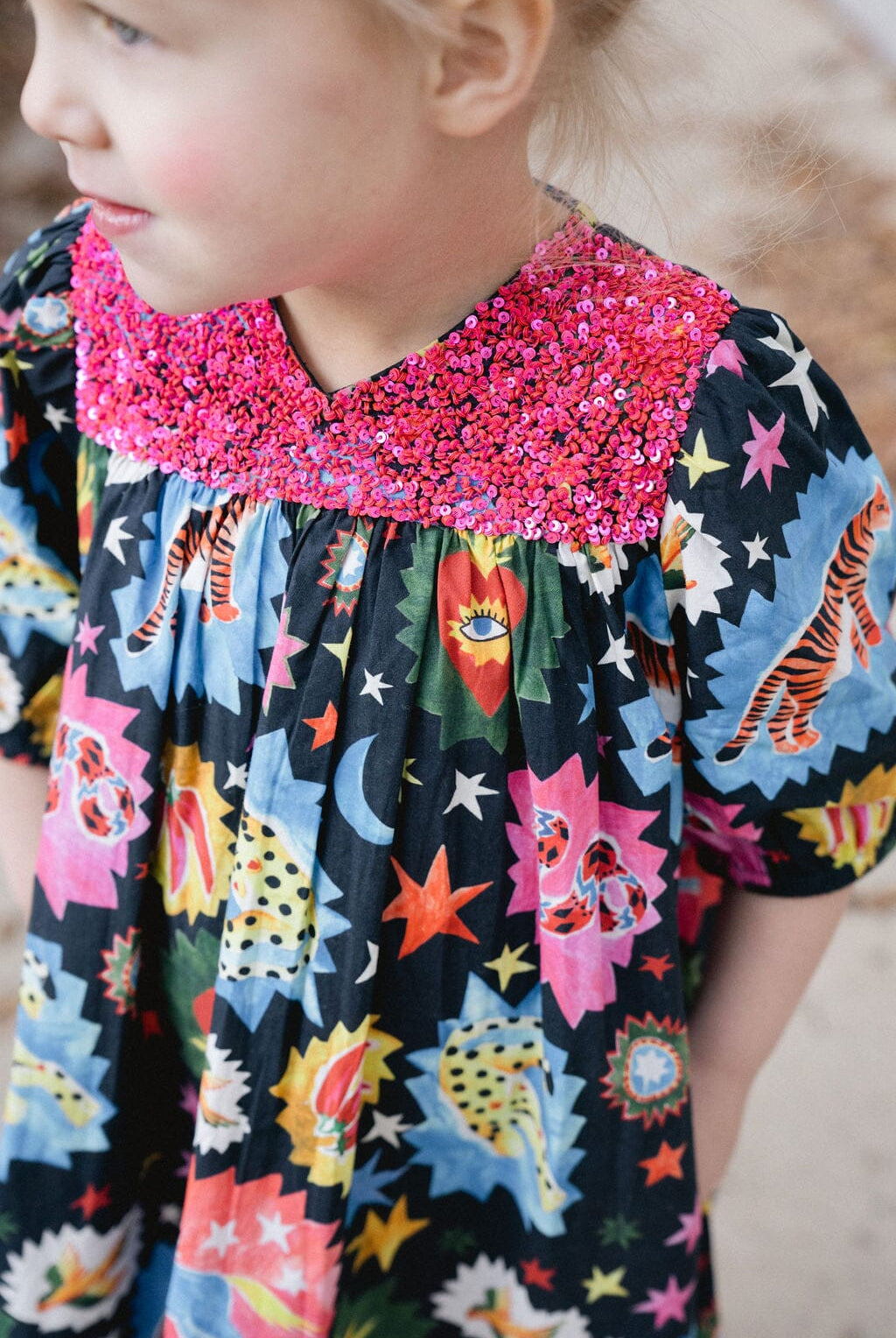 Girls Alice Dress- Black Cosmic-Briton Court