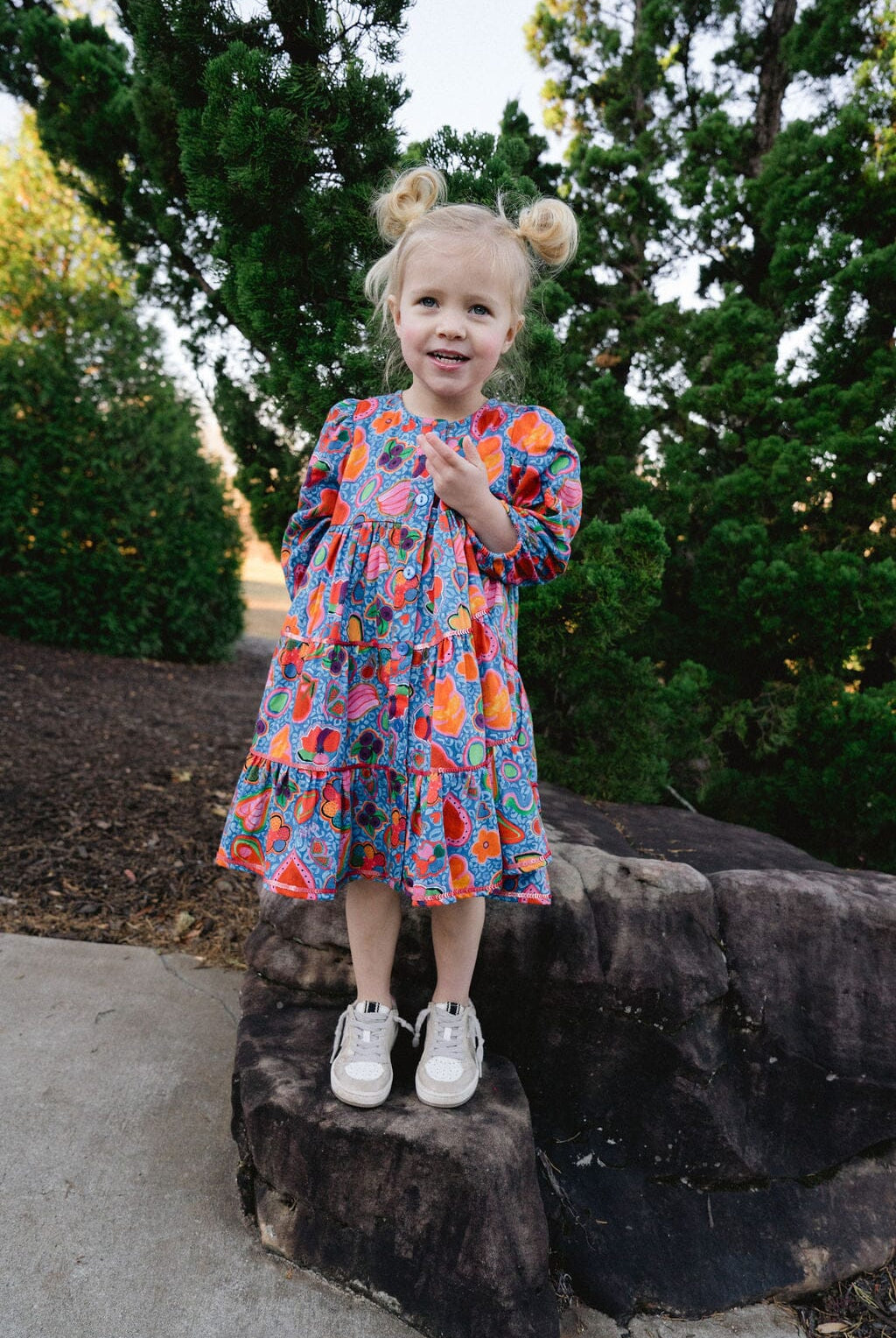 girls long sleeve printed dress - briton court