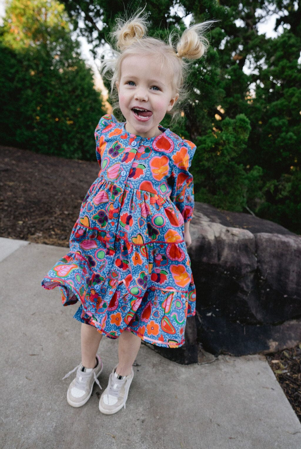 girls long sleeve printed dress - briton court