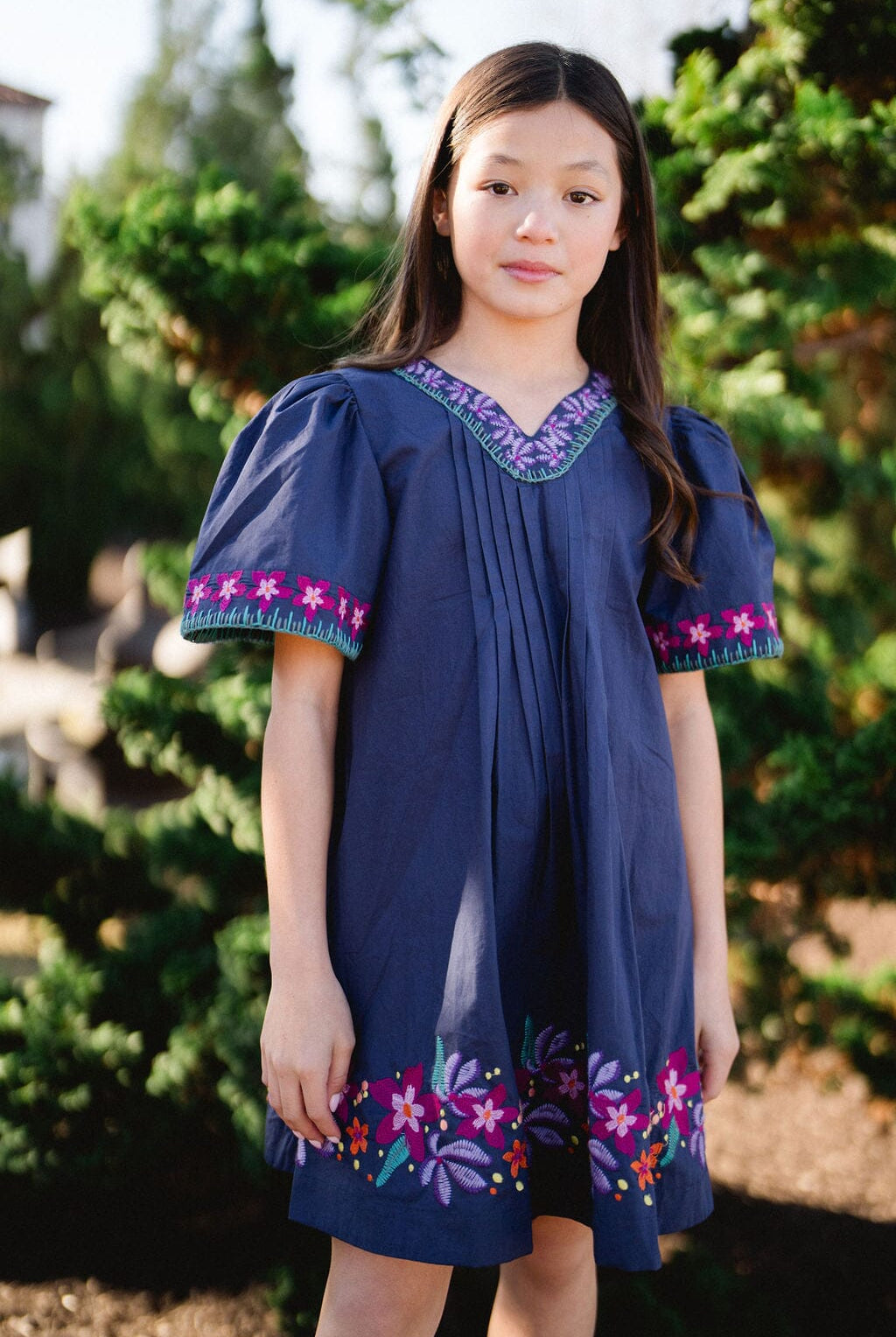 Girls Embroidered Evelyn Dress-Briton Court