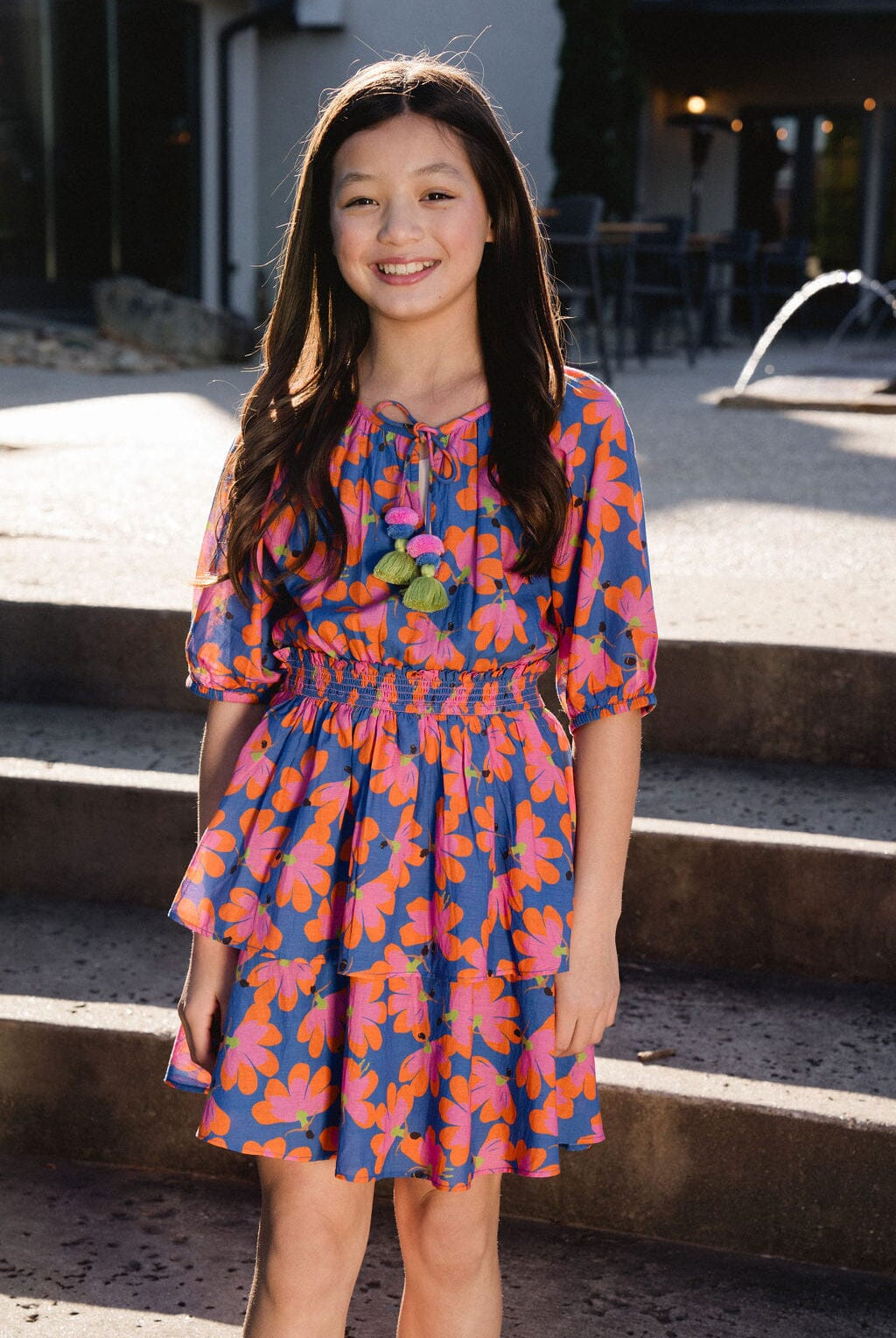 girls flower printed dress - briton court