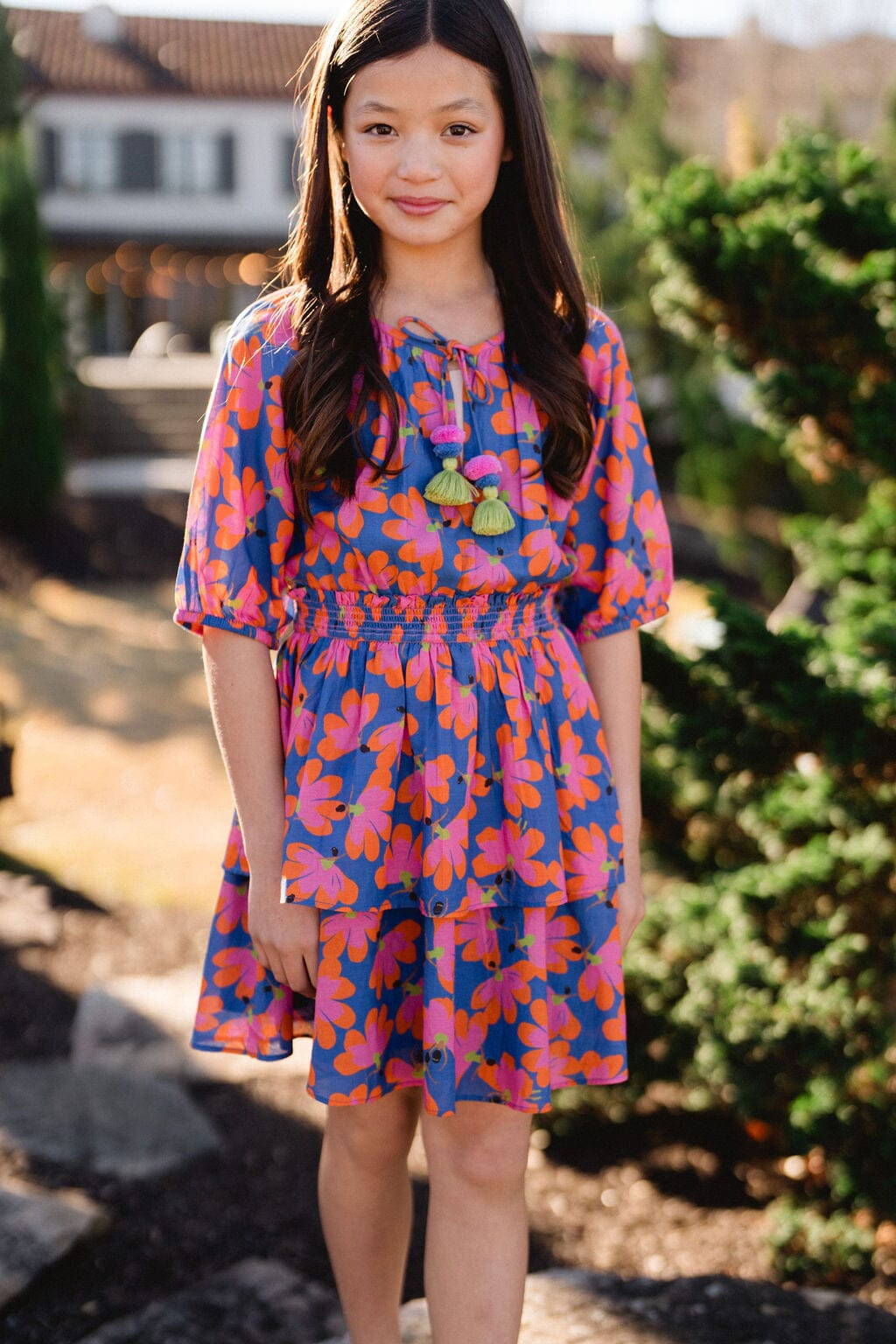 girls flower printed dress - briton court