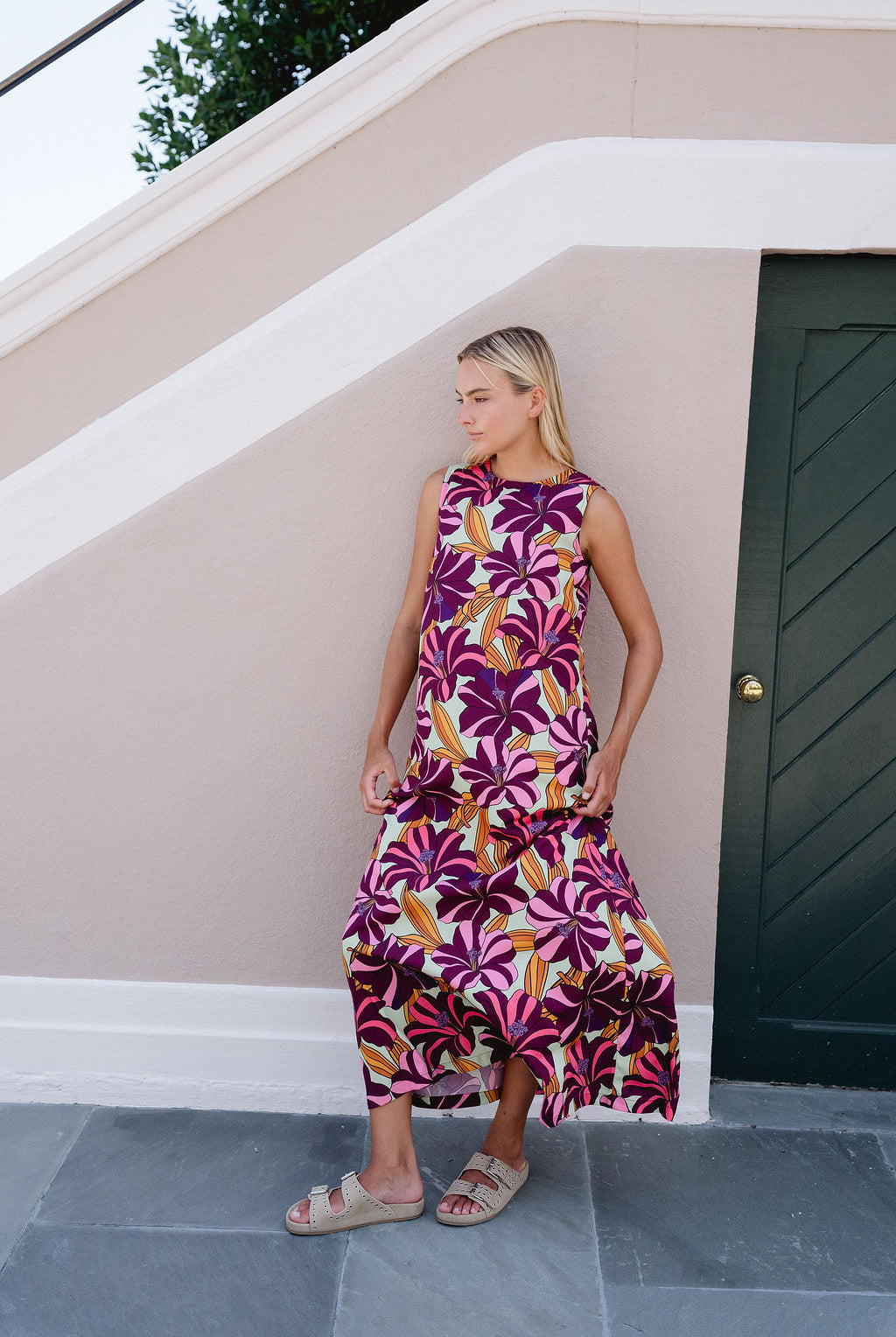 Stephe Maxi Dress- Wild Orchid Bloom-Briton Court