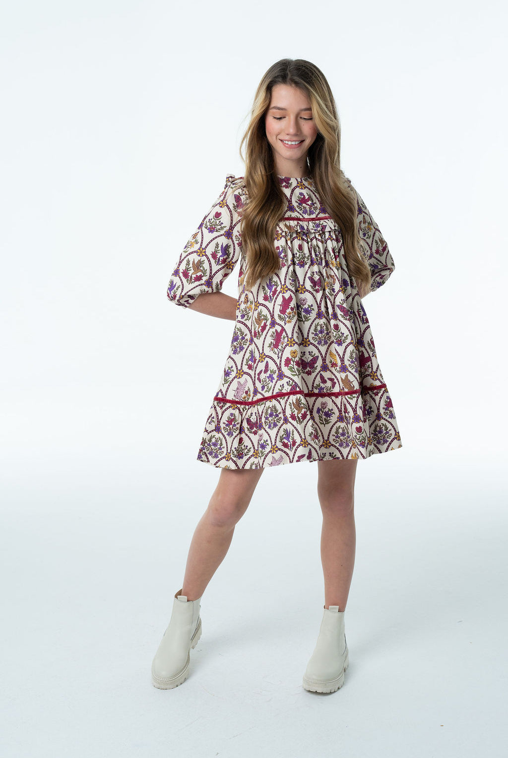 Blair Velvet Trim Dress-Briton Court