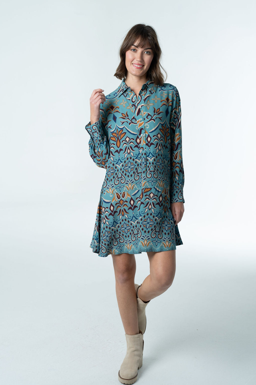 Margot Mini Dress – Mosaic Crepe-Briton Court