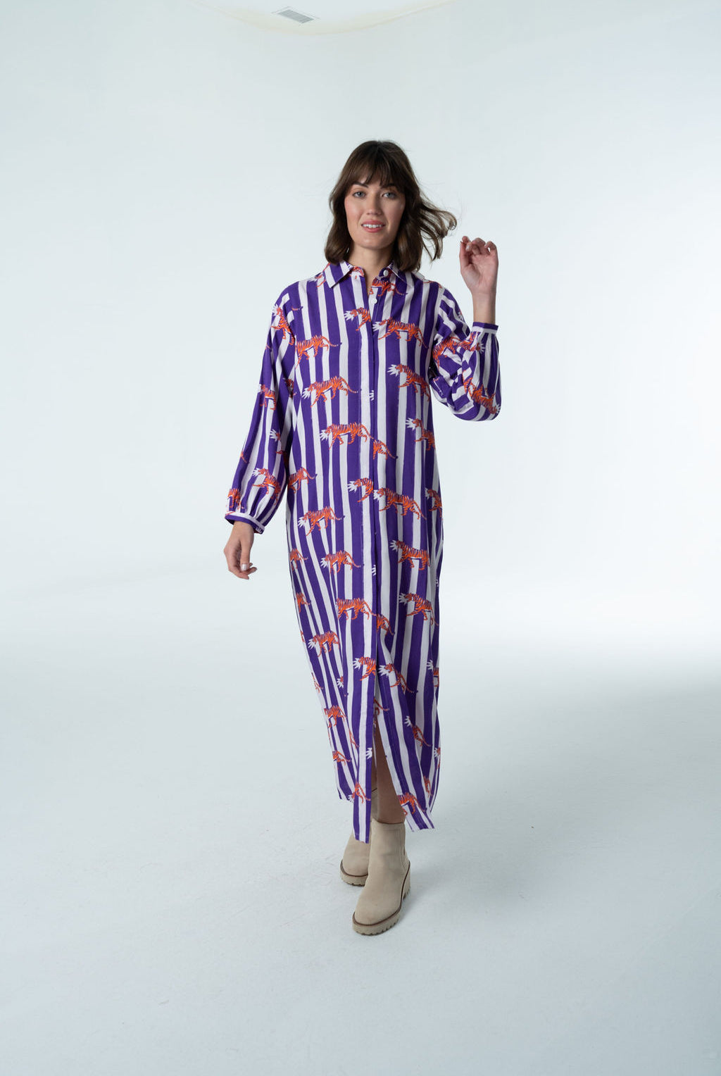 Sienna Dress – Purple & Orange Tiger Gameday-Briton Court