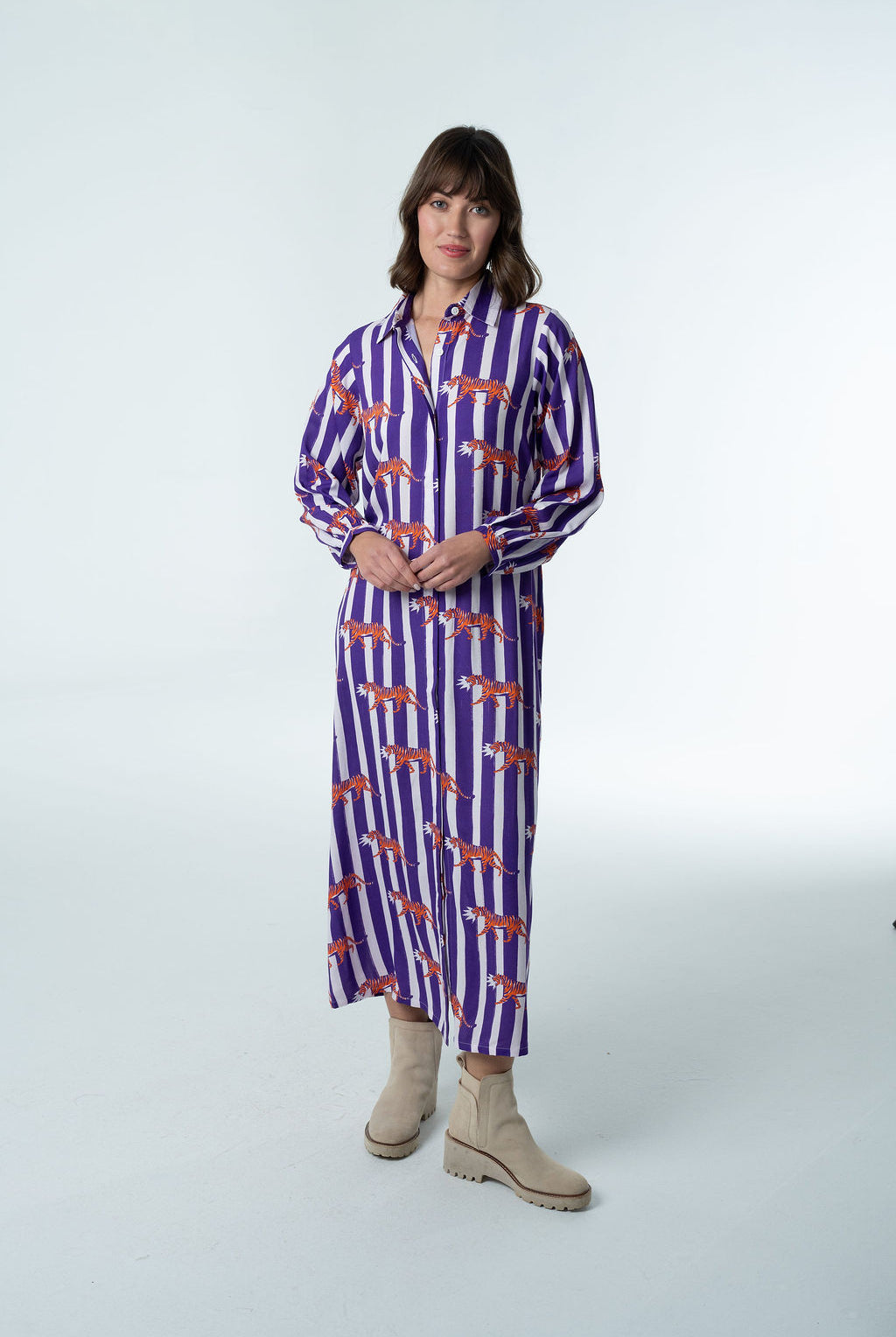Sienna Dress – Purple & Orange Tiger Gameday-Briton Court