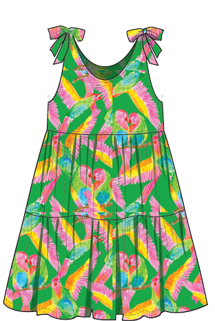 Girls Olivia Dress- Tropical Green - final sale-Briton Court