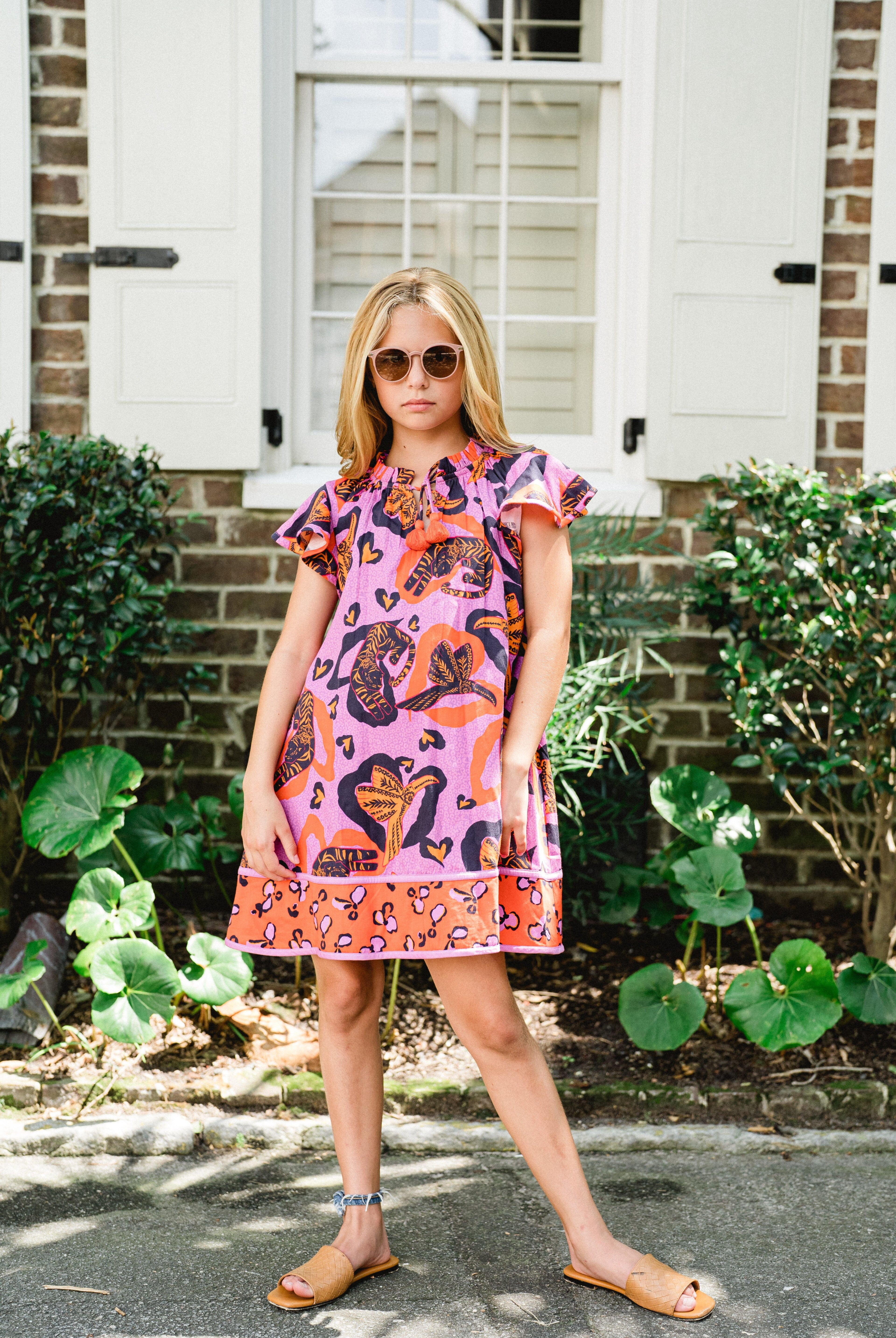 Girls Grayson Flutter Sleeve Dress-Briton Court