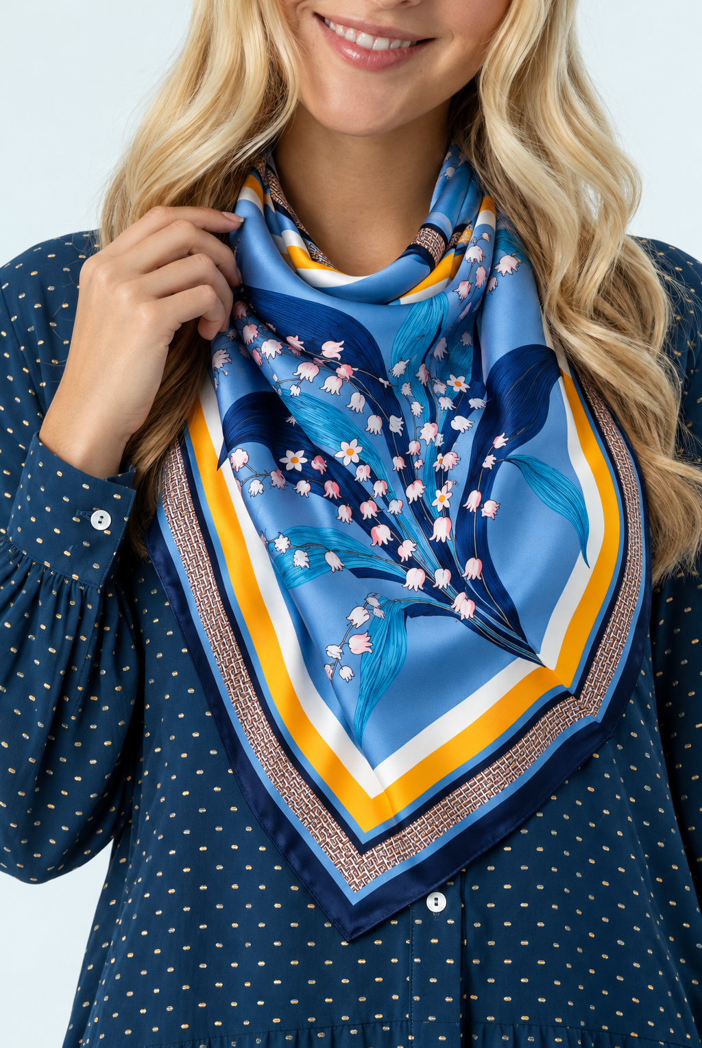 Lily Satin Square Scarf- Blue-Briton Court