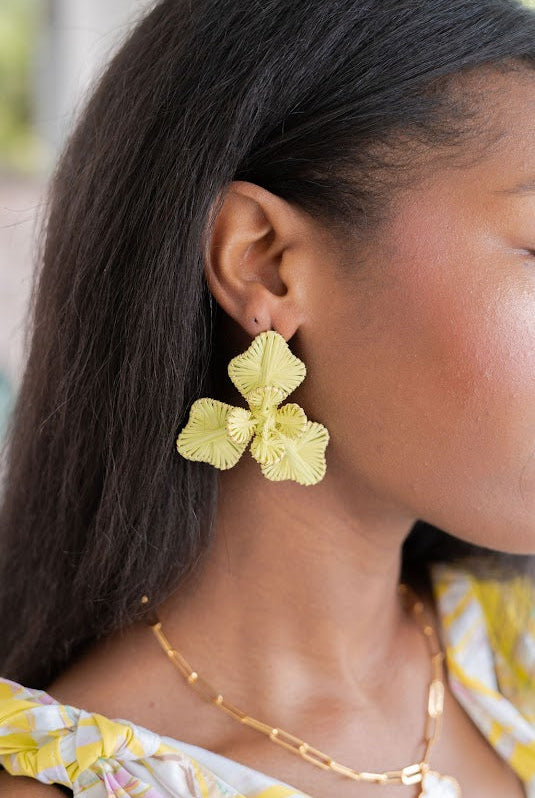 Kaia - Raffia Flower Earring-Briton Court