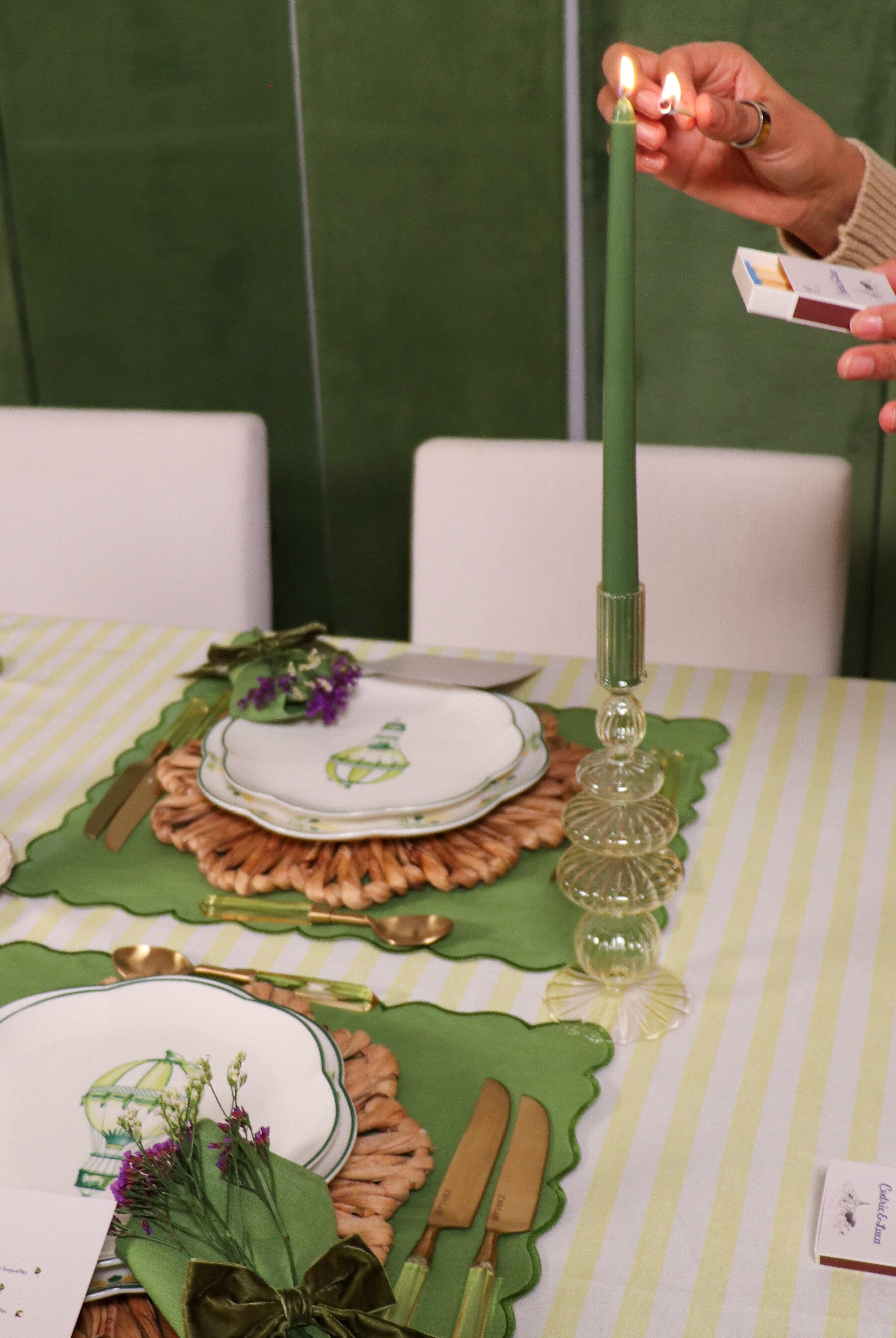 24 Extra Tall Pine Green Taper Candle - 6 Packs of 4-Briton Court