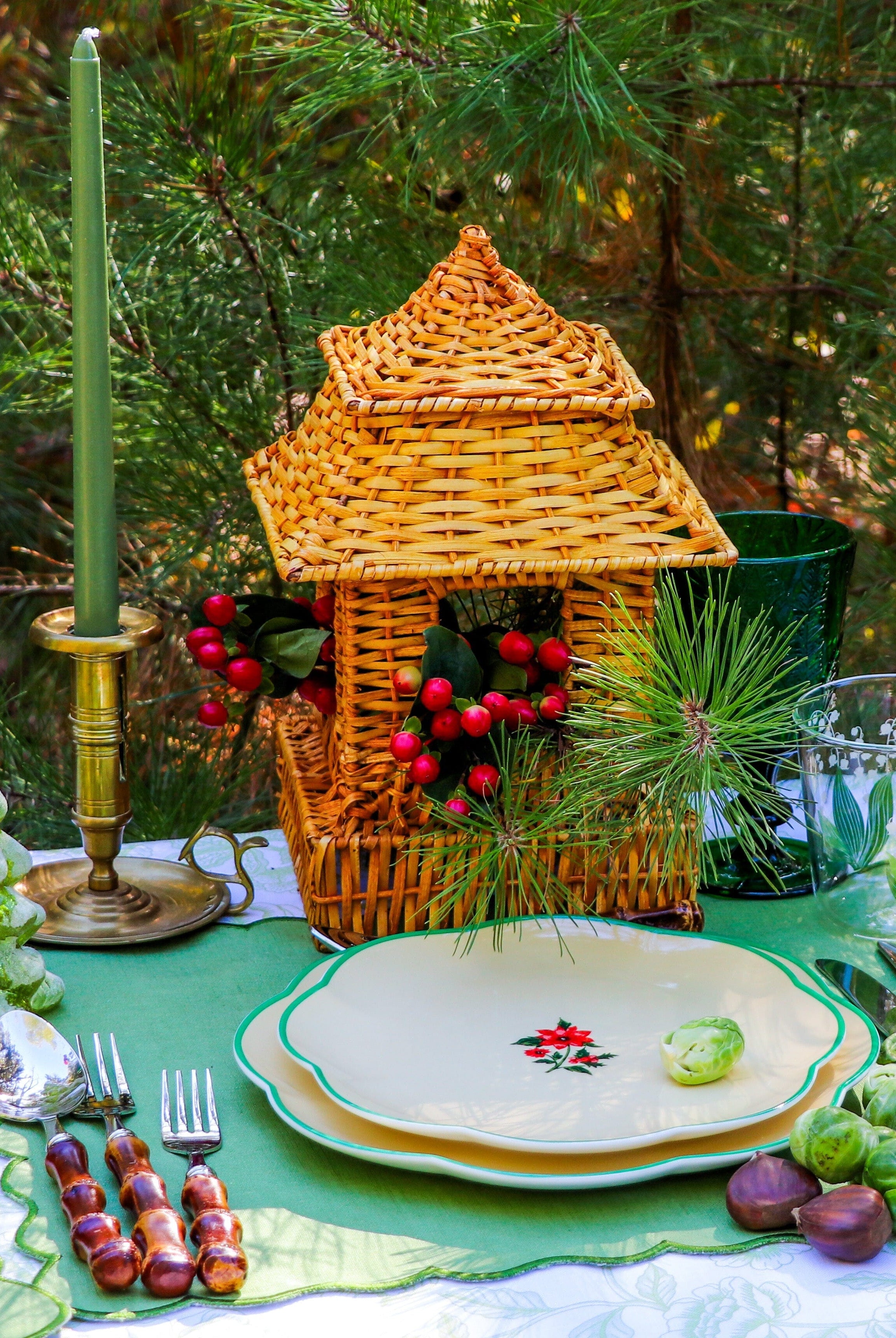 24 Extra Tall Pine Green Taper Candle - 6 Packs of 4-Briton Court