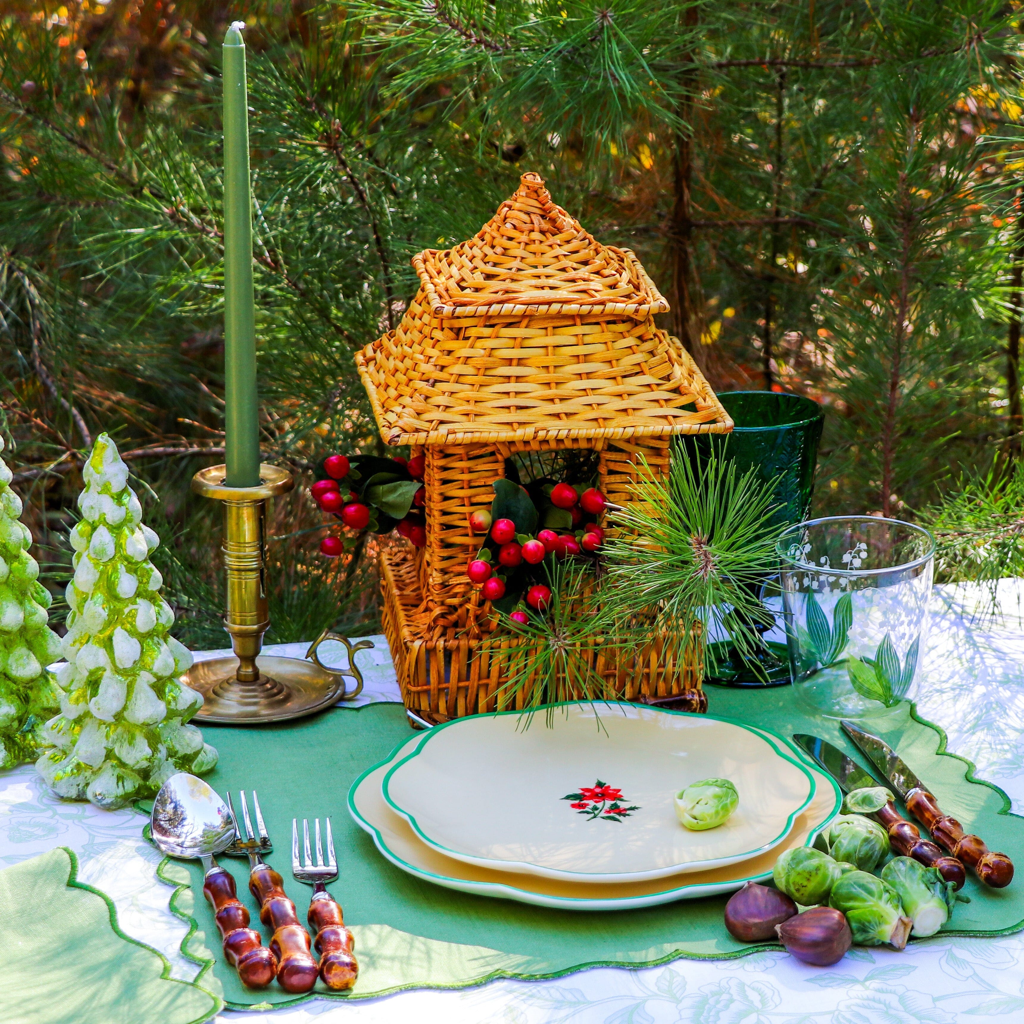 Extra Tall Pine Green Taper Candle, 1 Case of 24 Packs (4 Candles per Pack)-Briton Court