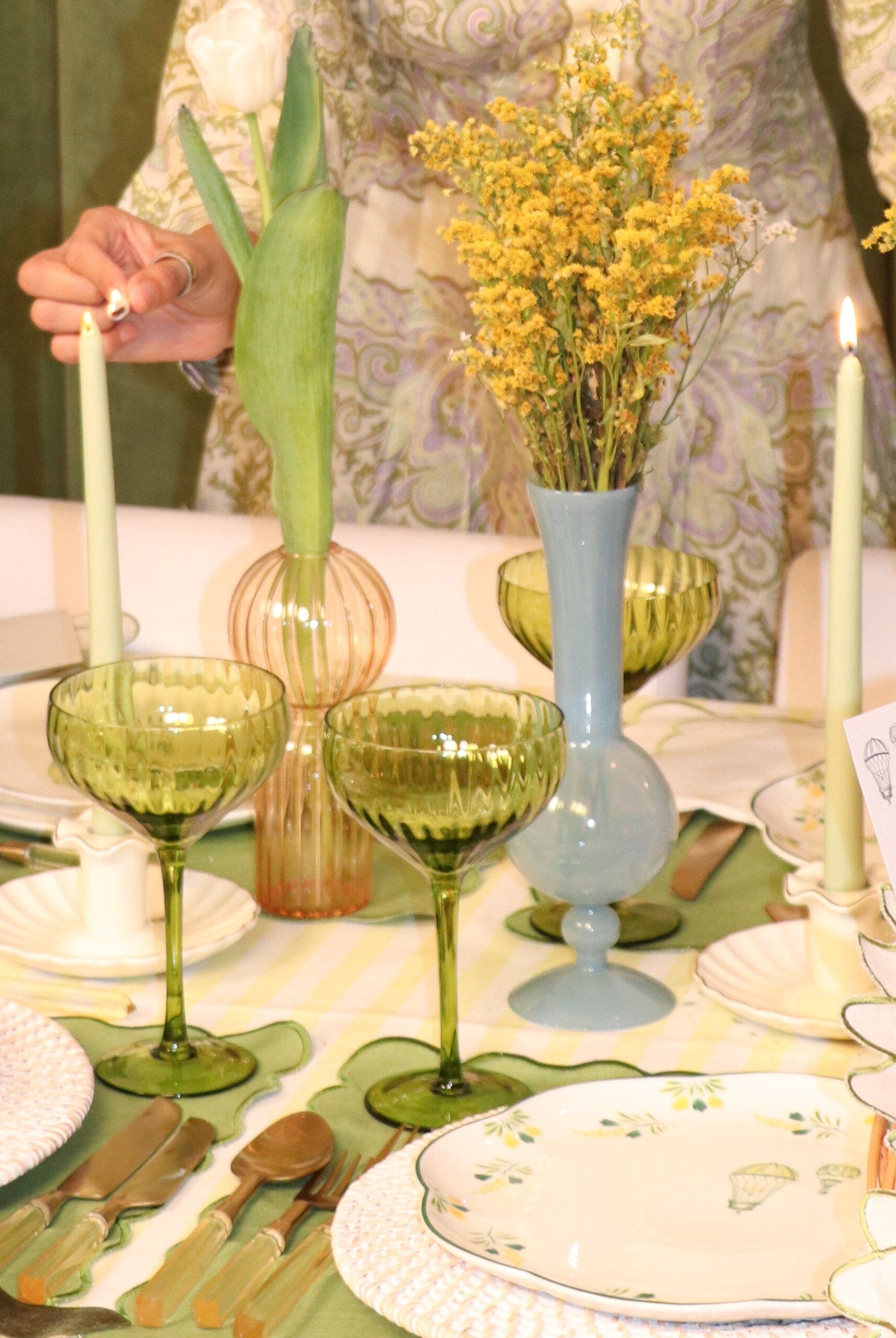 24 Extra Tall Pistachio Cream Taper Candle - 6 Packs of 4-Briton Court