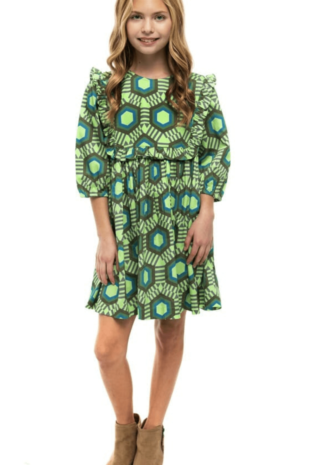 Girl wearing Briton Courts Kelly Geo dress.