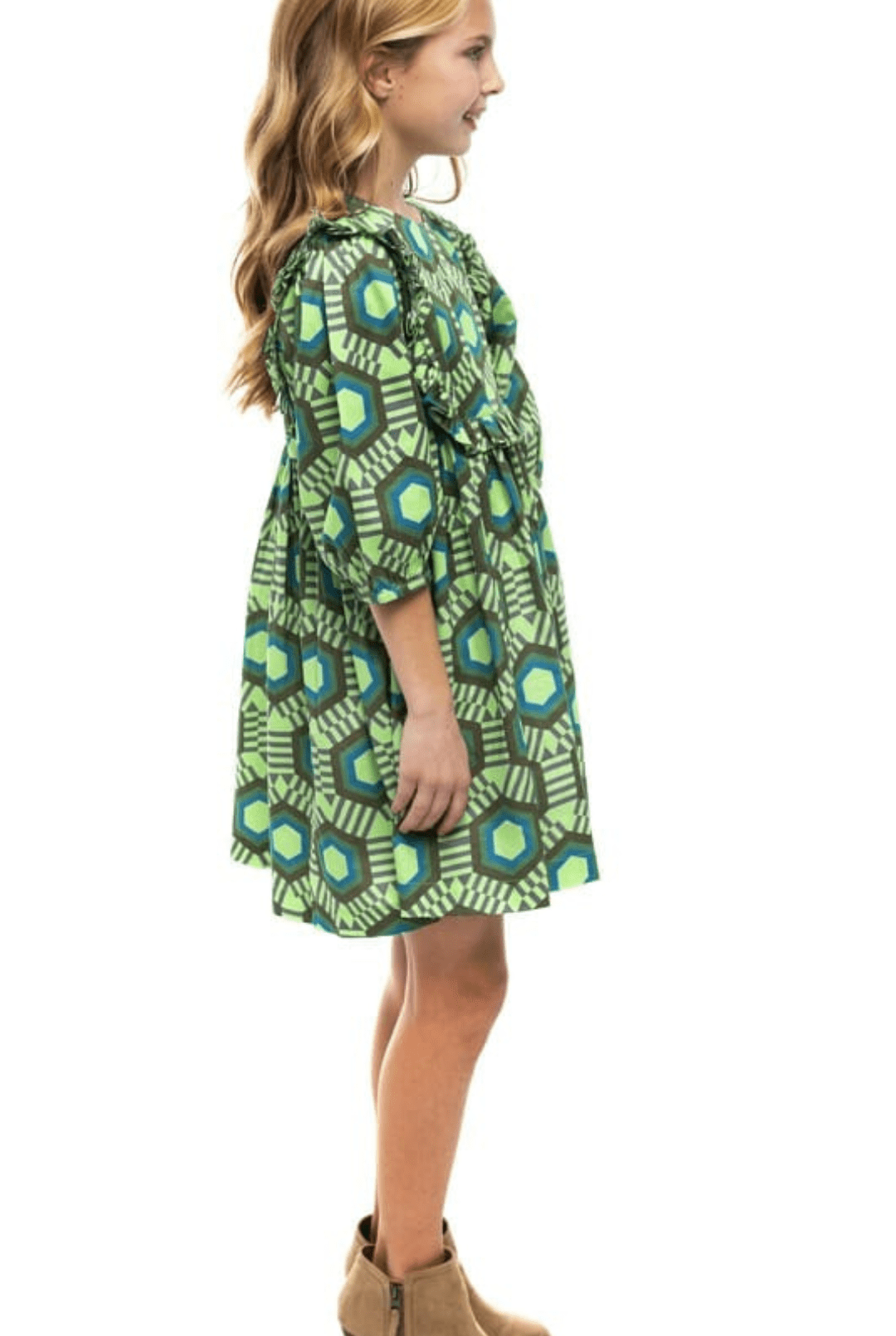 Girl wearing Briton Courts Kelly Geo dress.