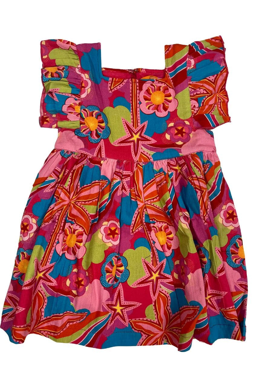 Girls Maya Flutter Sleeve Dress - Nova Print-Briton Court
