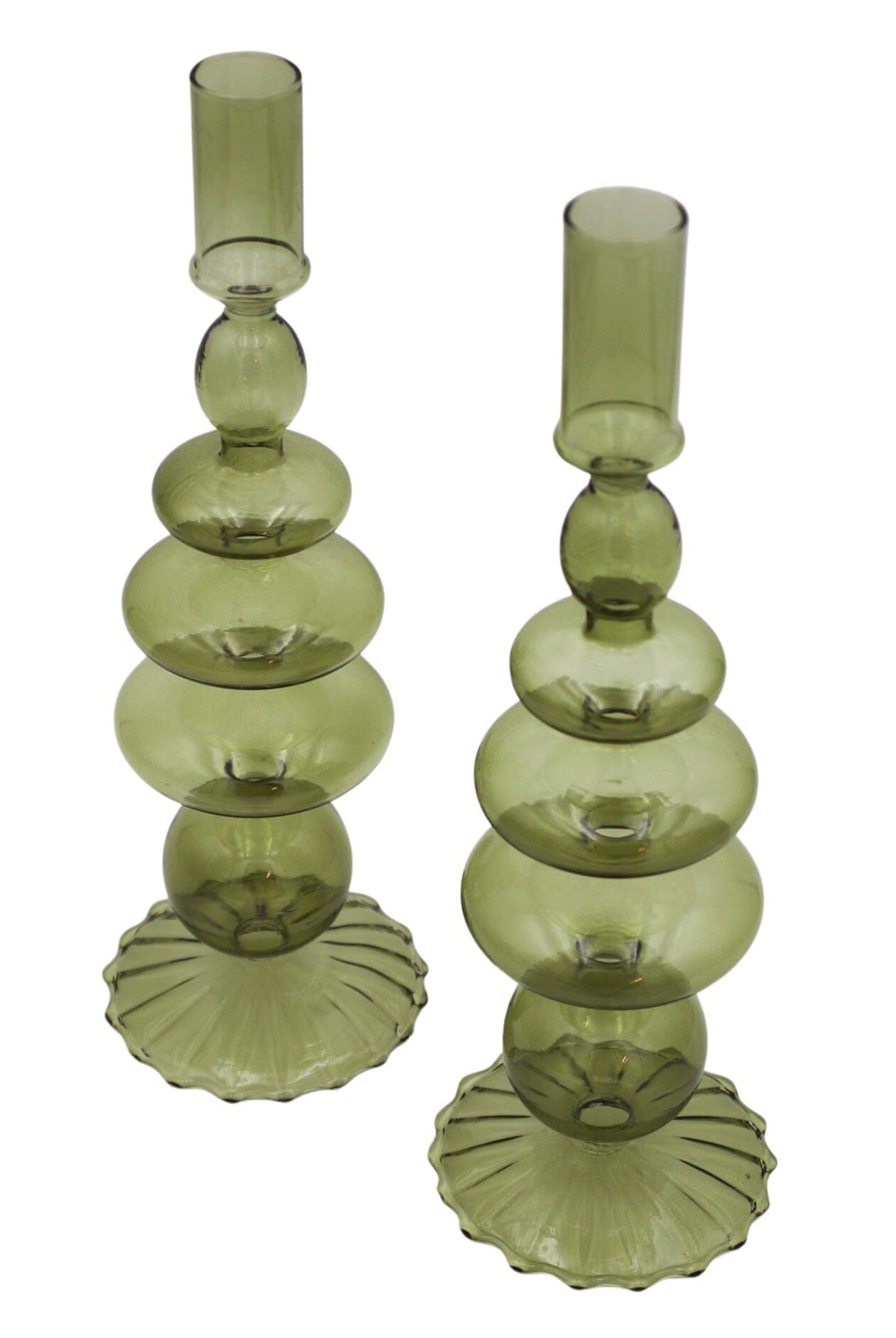 Willow Green Candle Holder - Pair-Briton Court