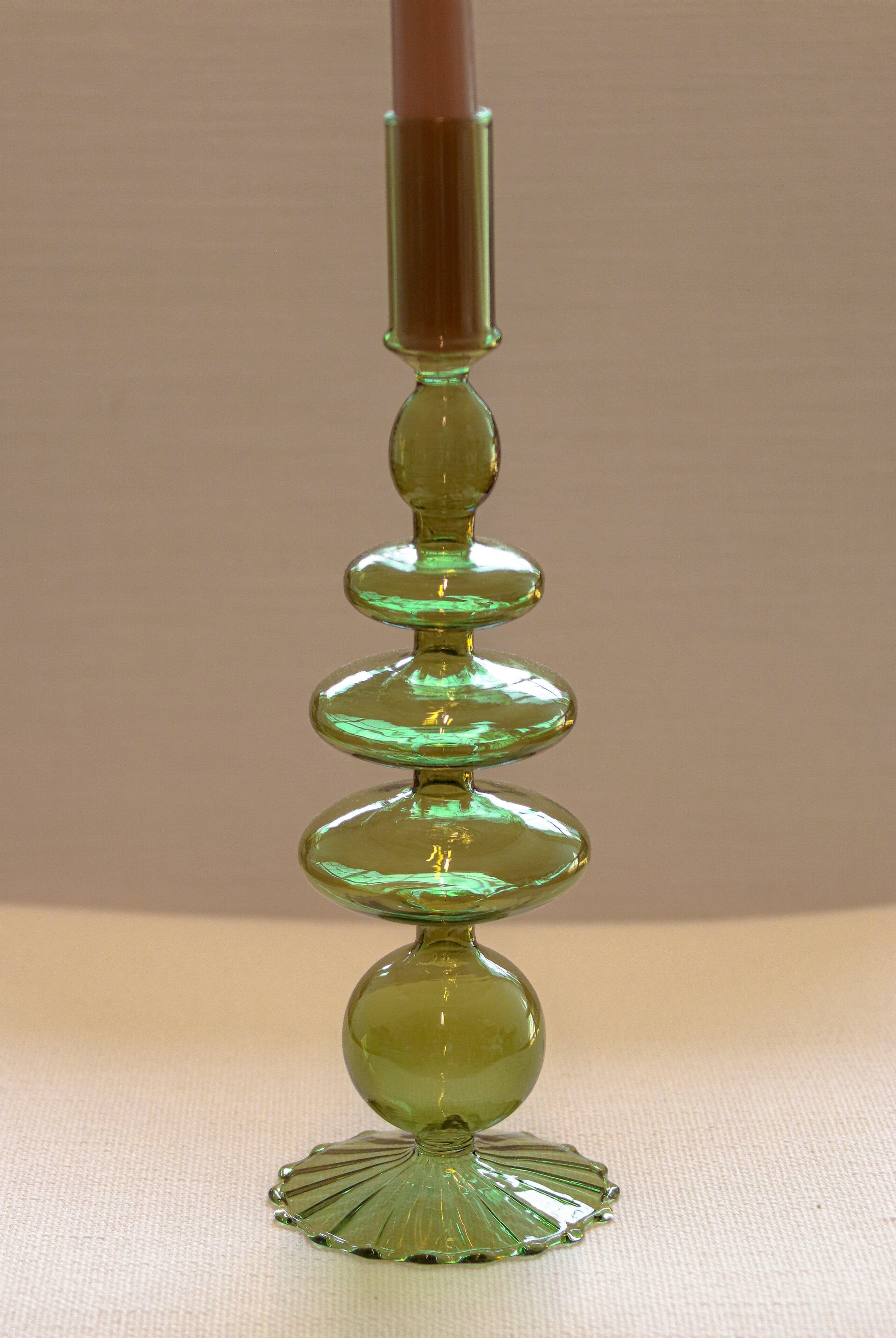 Willow Green Candle Holder - Pair-Briton Court