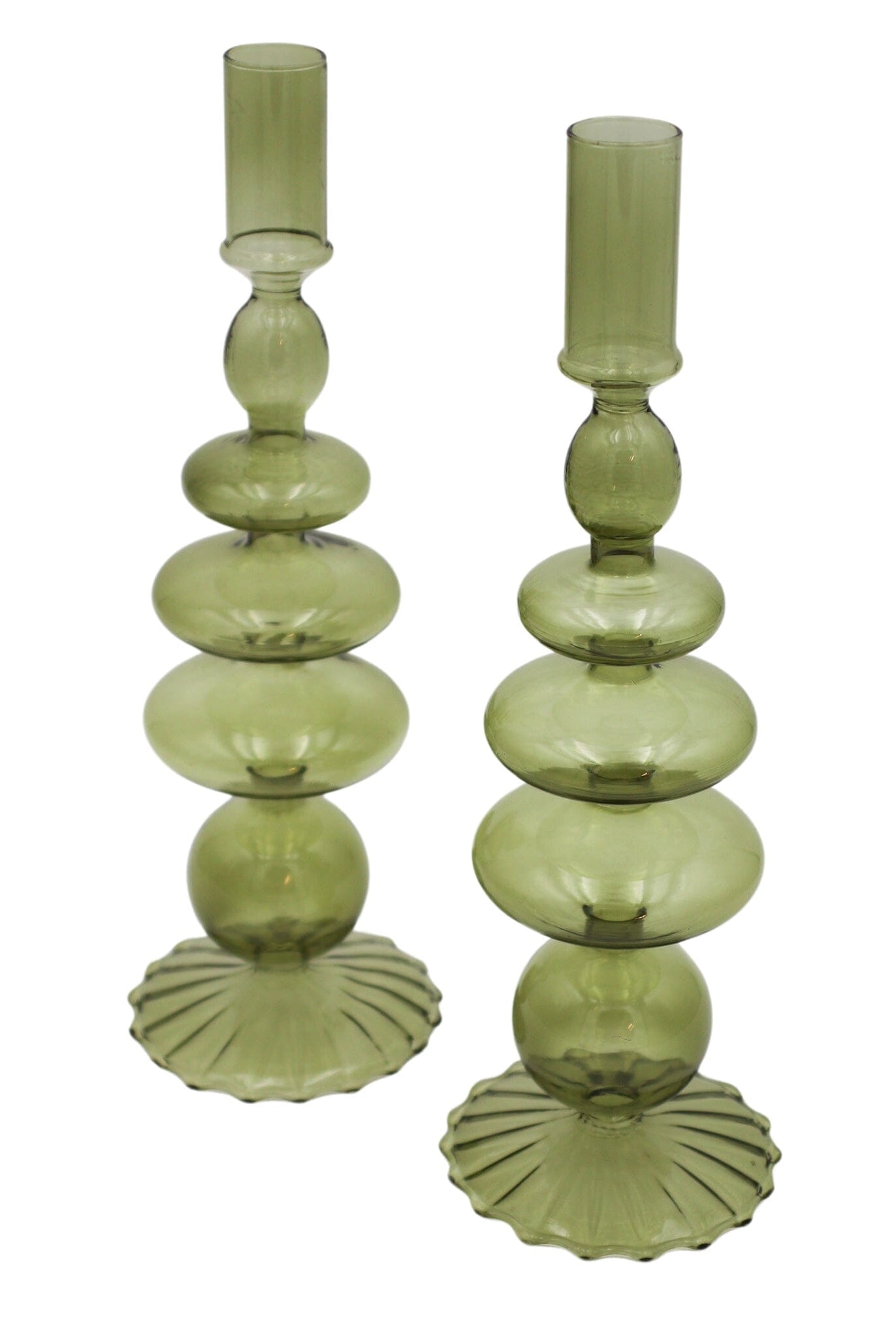 Willow Green Candle Holder - Pair-Briton Court