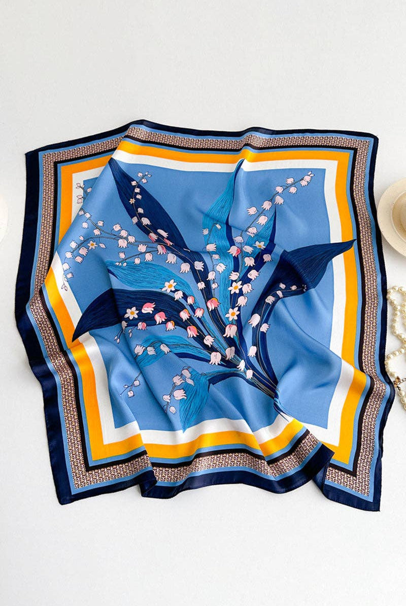 Lily Satin Square Scarf- Blue-Briton Court