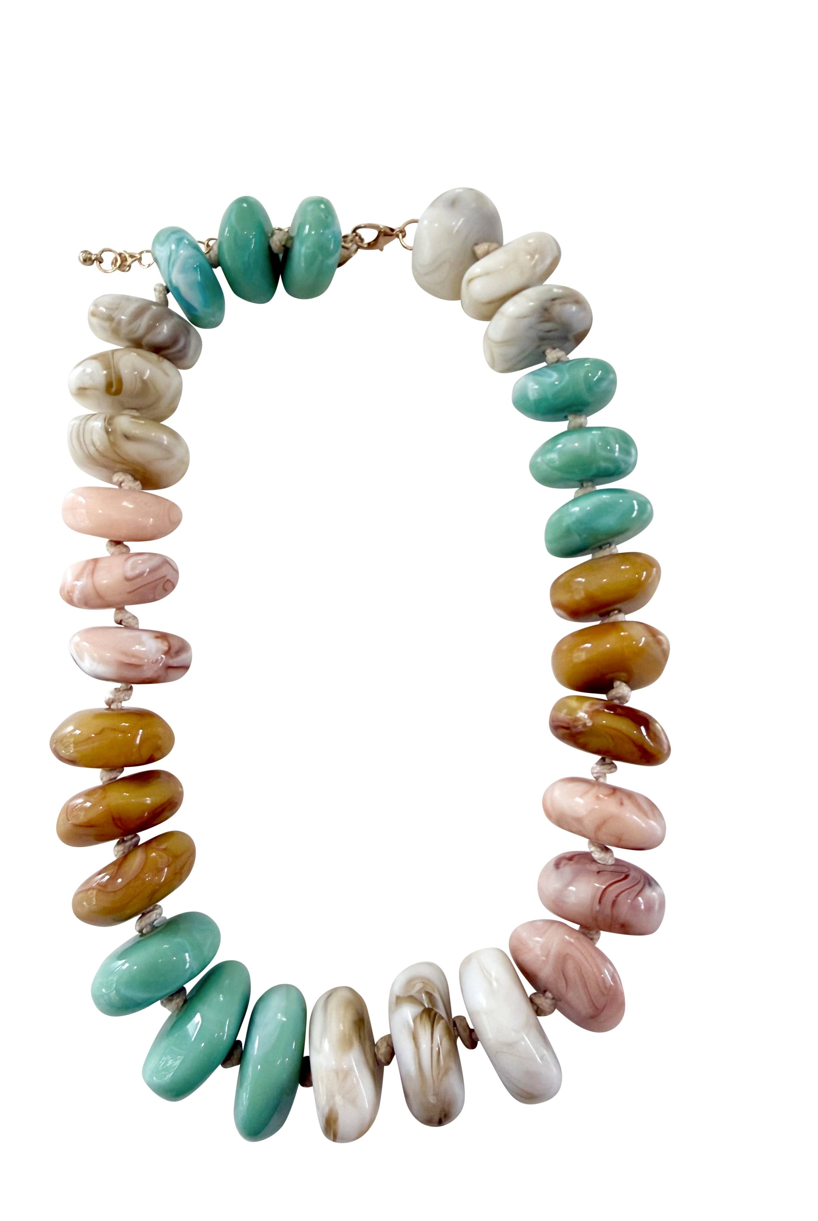 Delray Chunky Beaded Necklace-Tan Mint-Briton Court